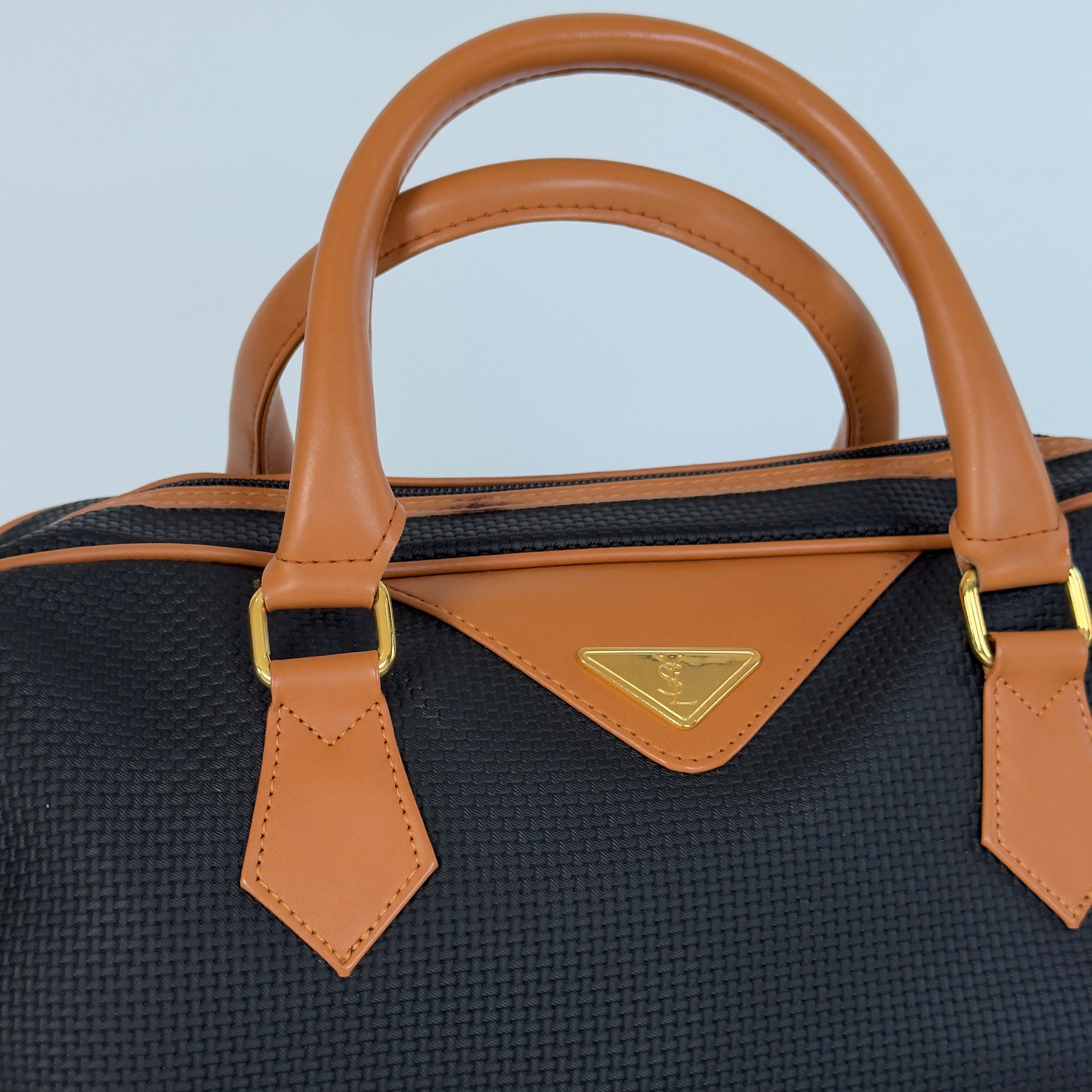 Vintage Yves Saint Laurent Top Handle Bag & Pouch Navy - Queen May