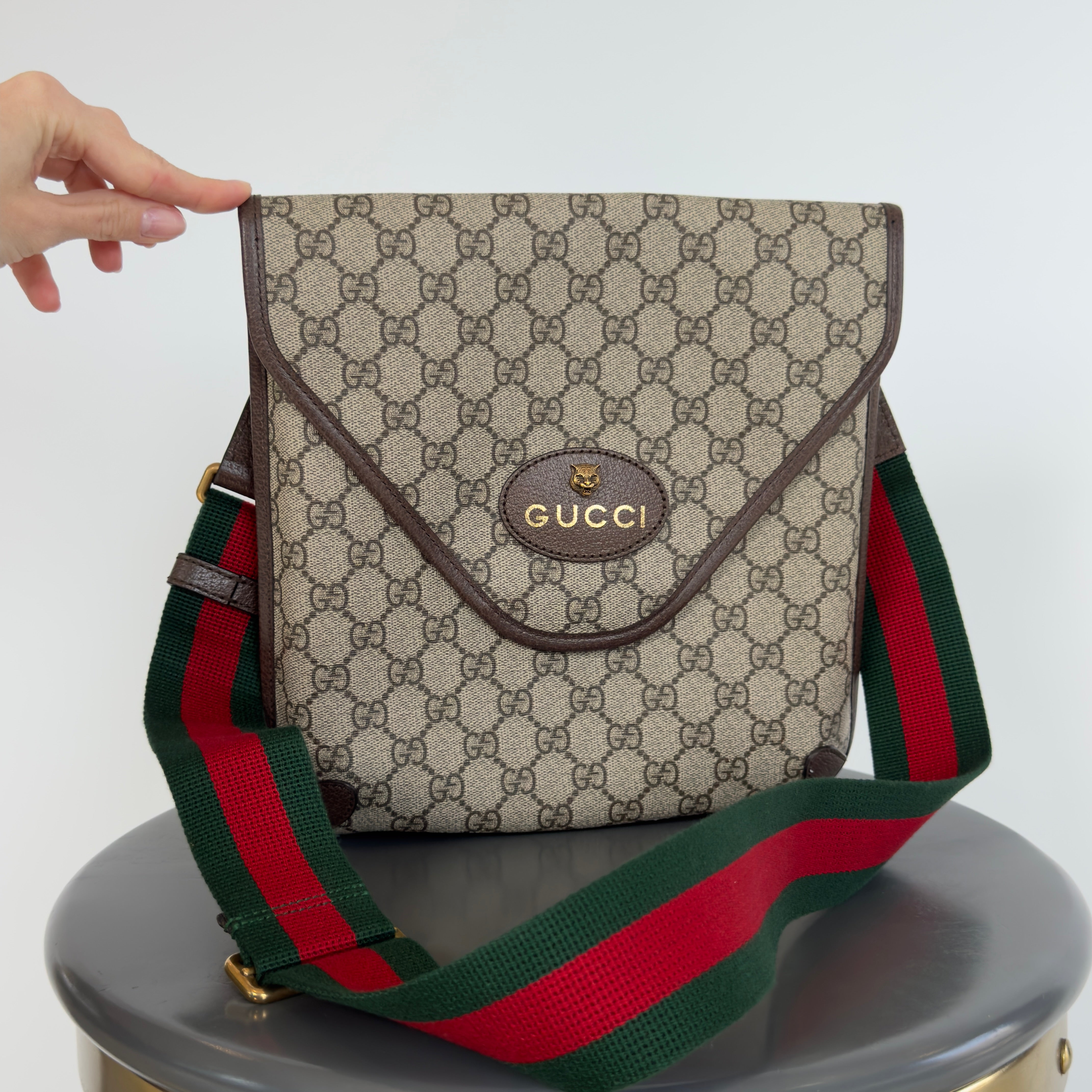 Gucci Supreme Monogran Web Medium Vintage Flap Messenger - Queen May