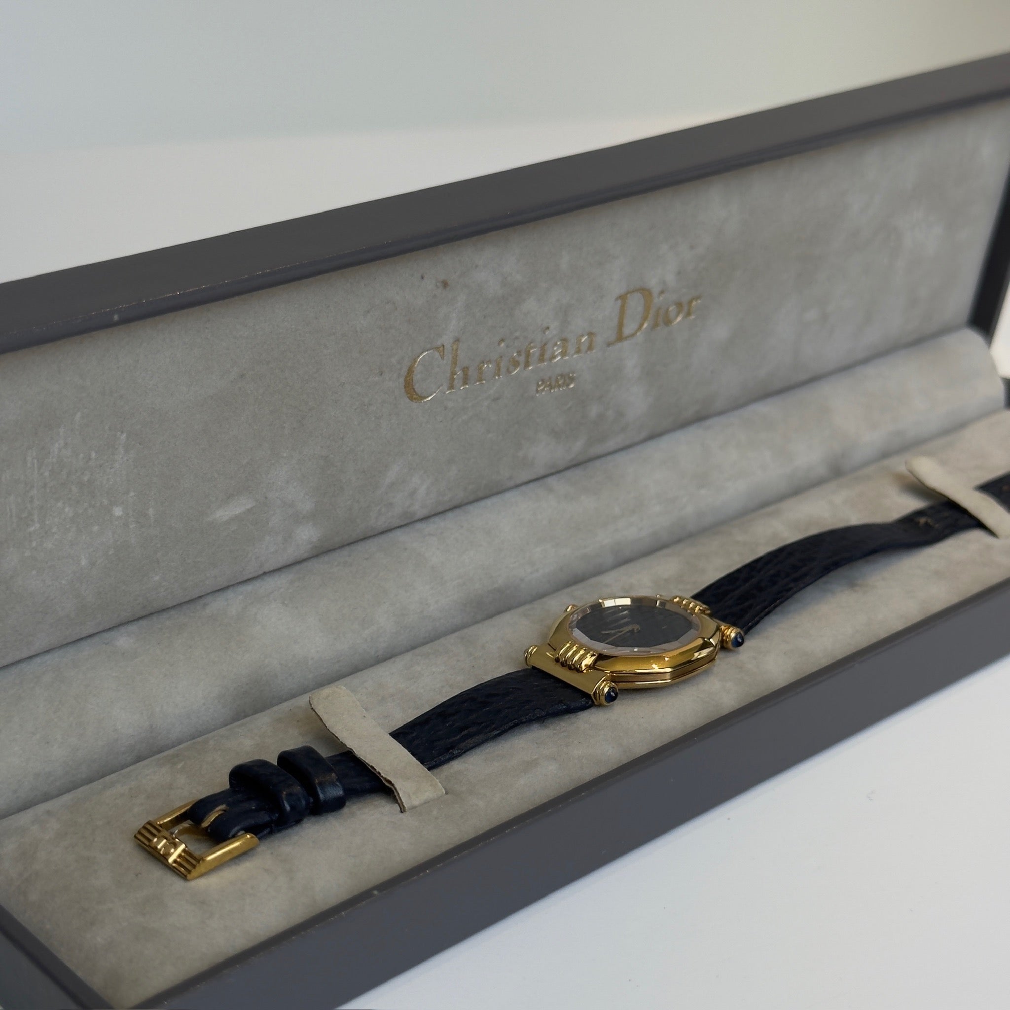 Dior Navy Octagonal Glass Case Watch - Queen May