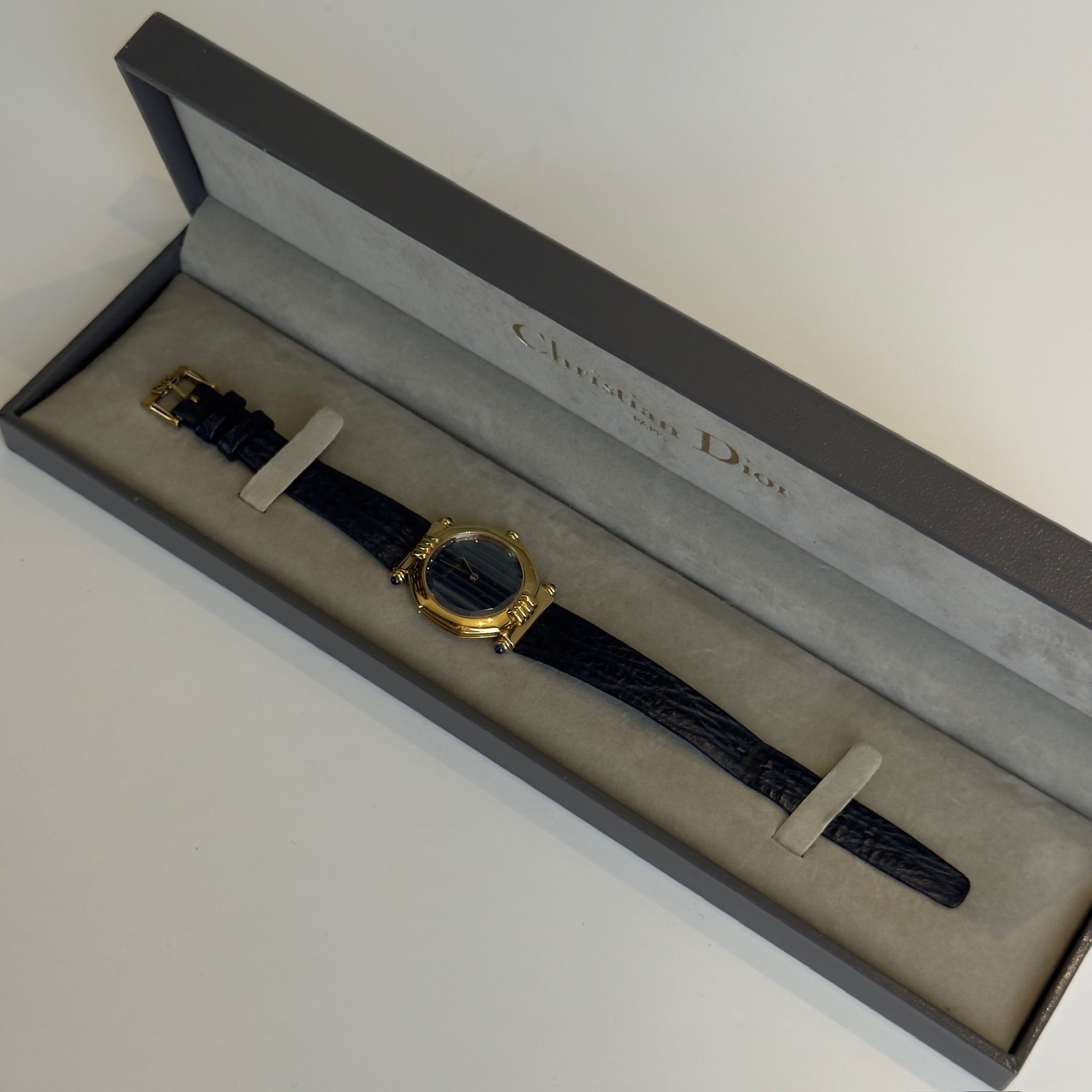 Dior Navy Octagonal Glass Case Watch - Queen May