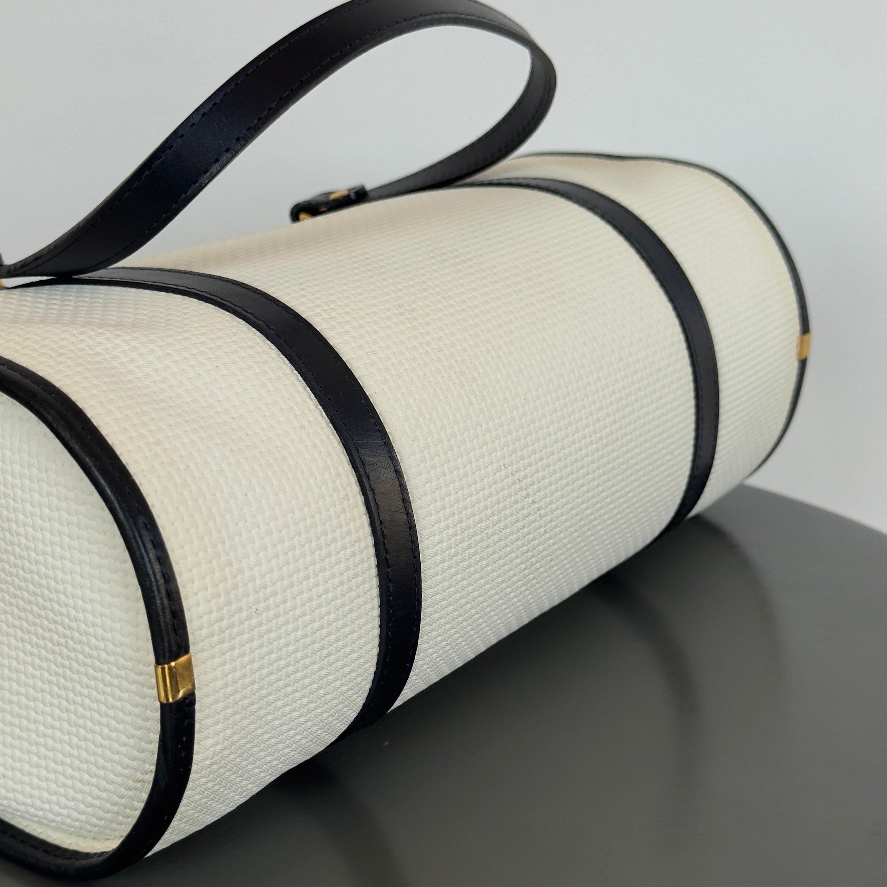 Vintage Yves Saint Laurent Boston Bag White/Navy - Queen May