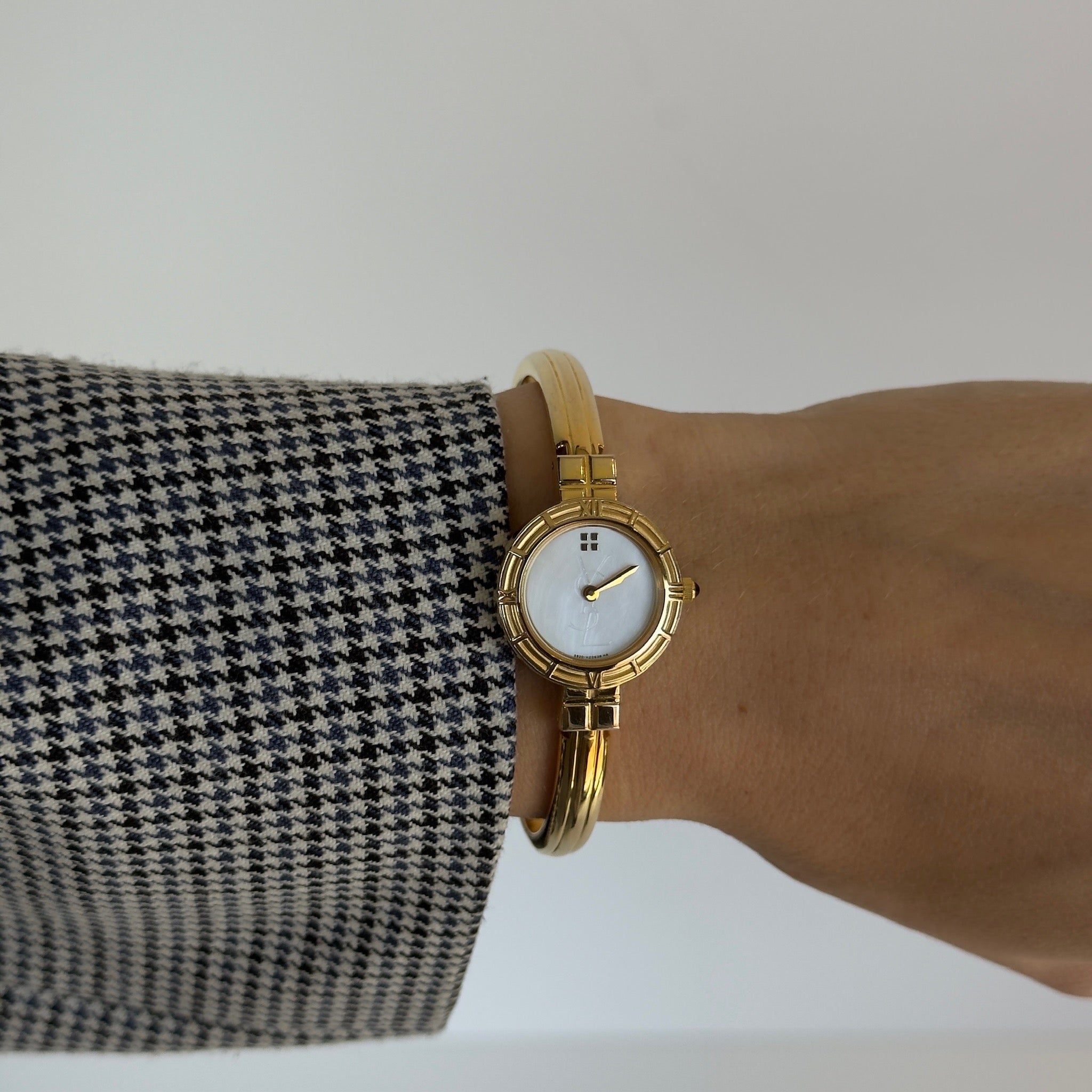 Yves Saint Laurent Bangle Watch Logo White Dial - Queen May
