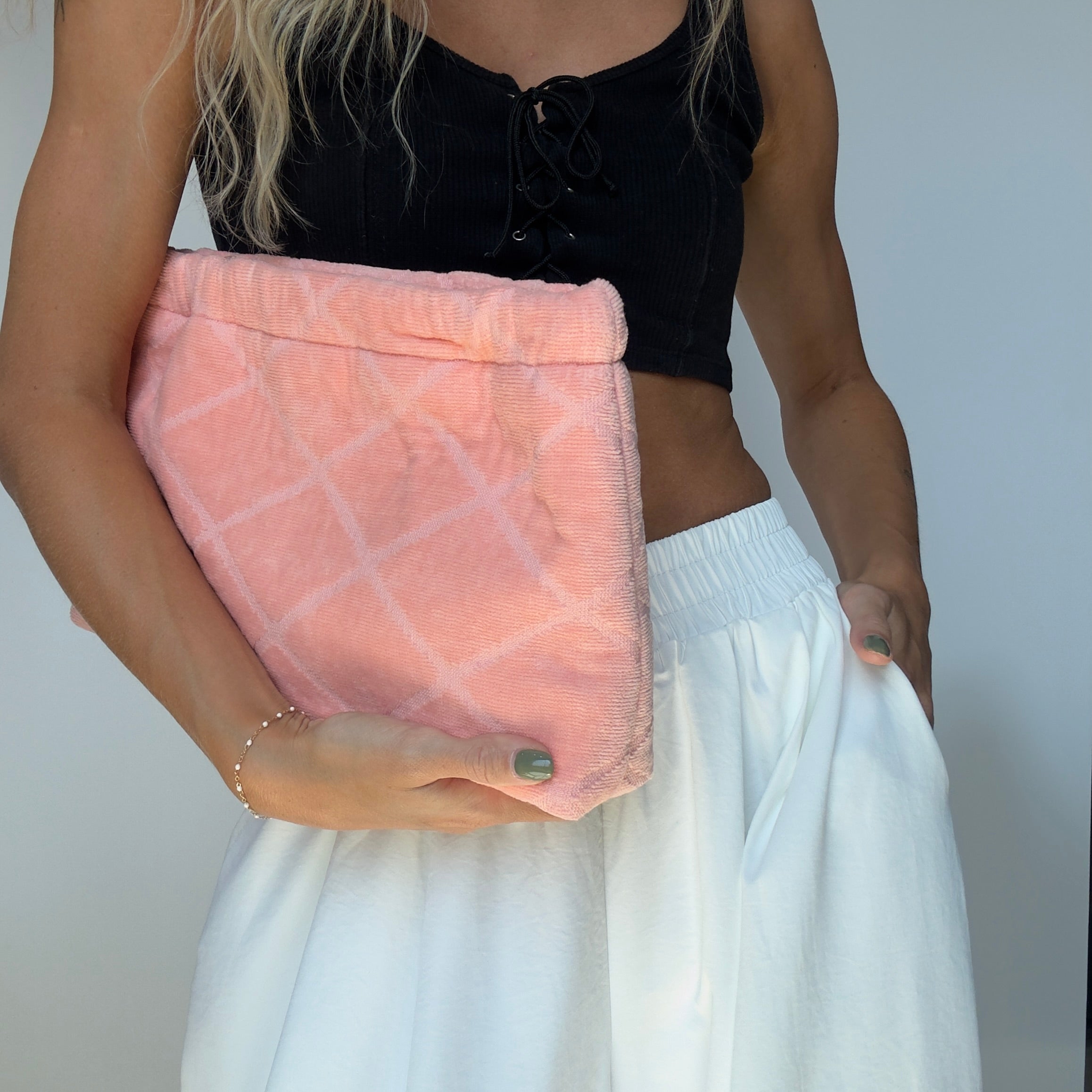 Lady Cuir x Queen May Saint Tropez Towel Clutch Peach - Queen May