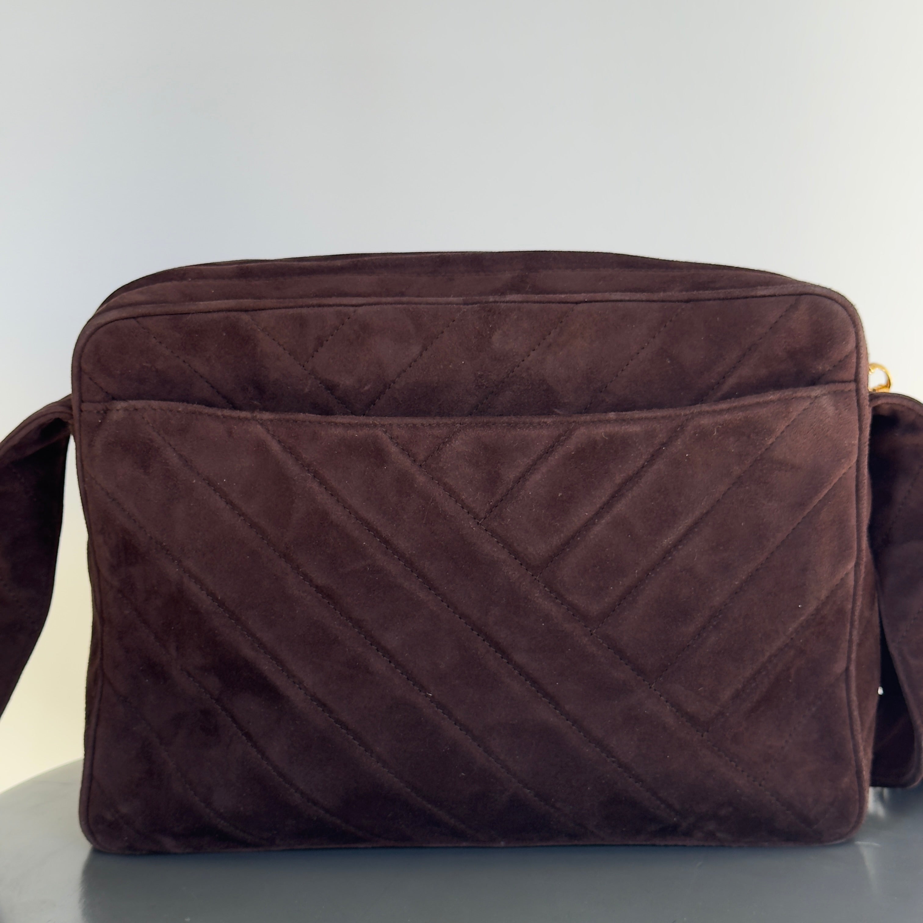 Chanel Brown Suede Camera Bag - Queen May