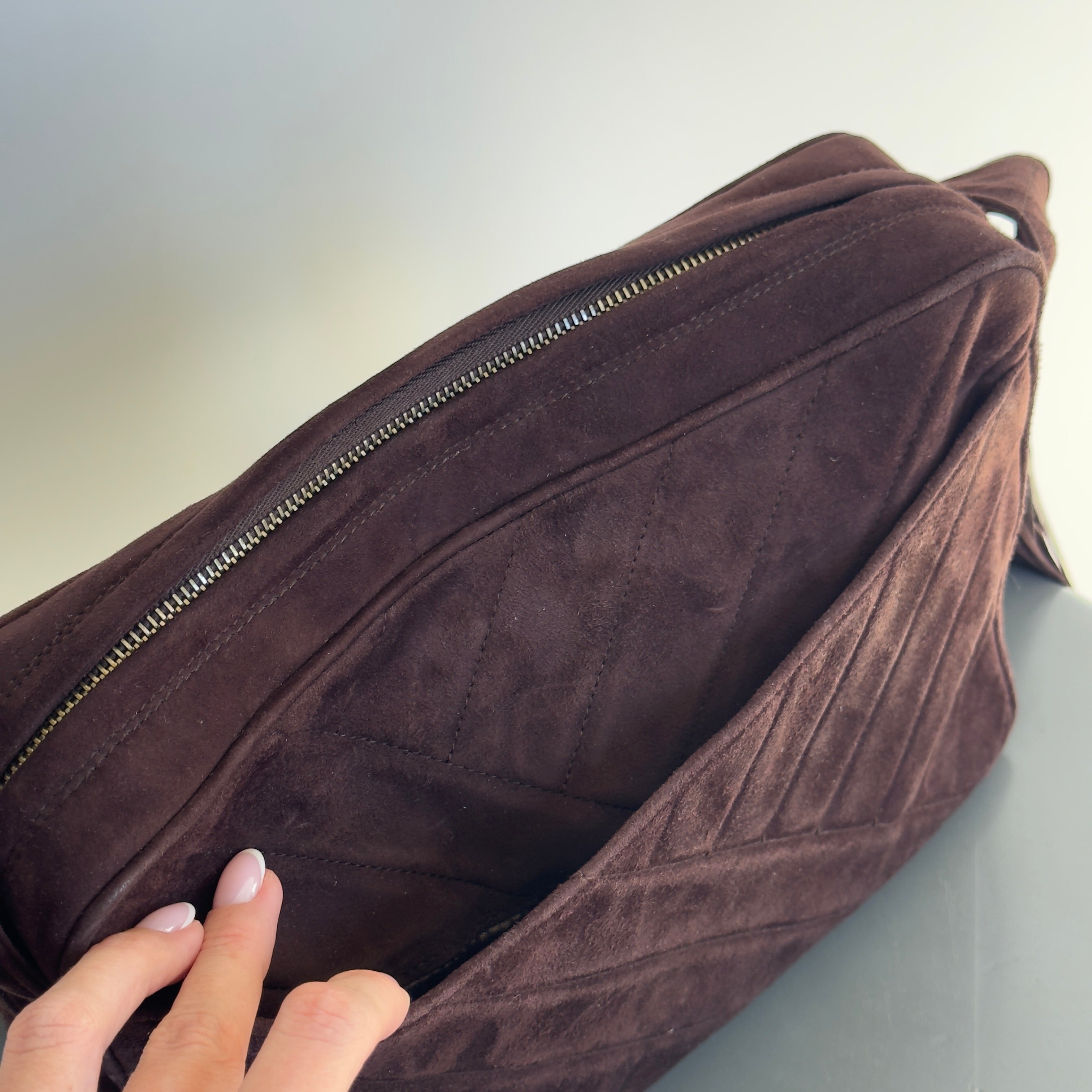 Chanel Brown Suede Camera Bag - Queen May