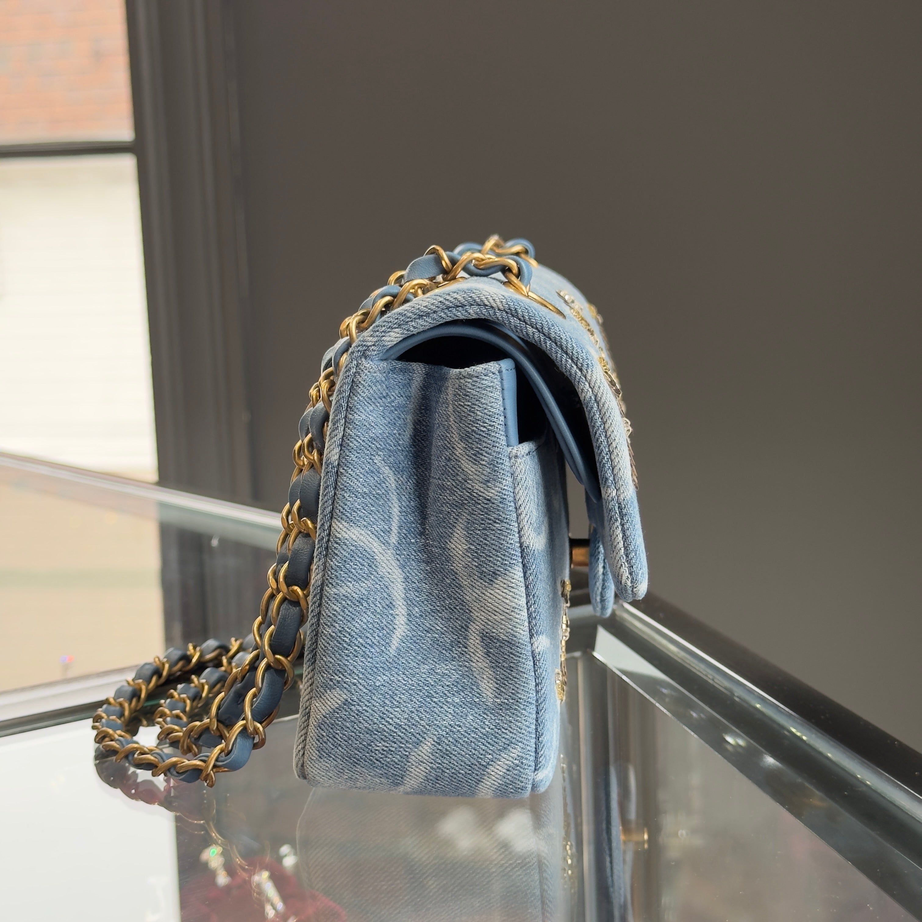 Chanel Blue Denim Sequin CC Flap Bag 23B Small - Queen May