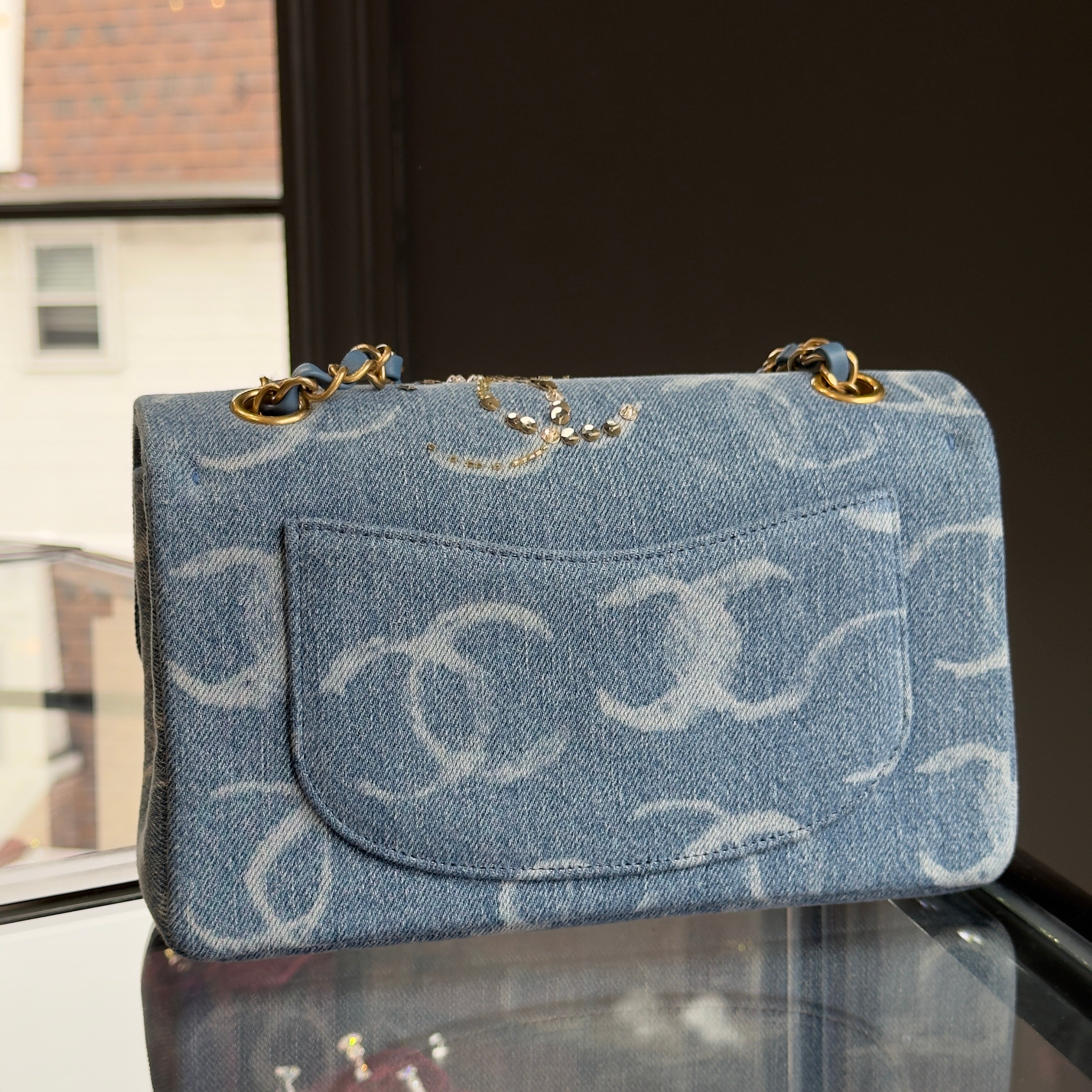 Chanel Blue Denim Sequin CC Flap Bag 23B Small - Queen May
