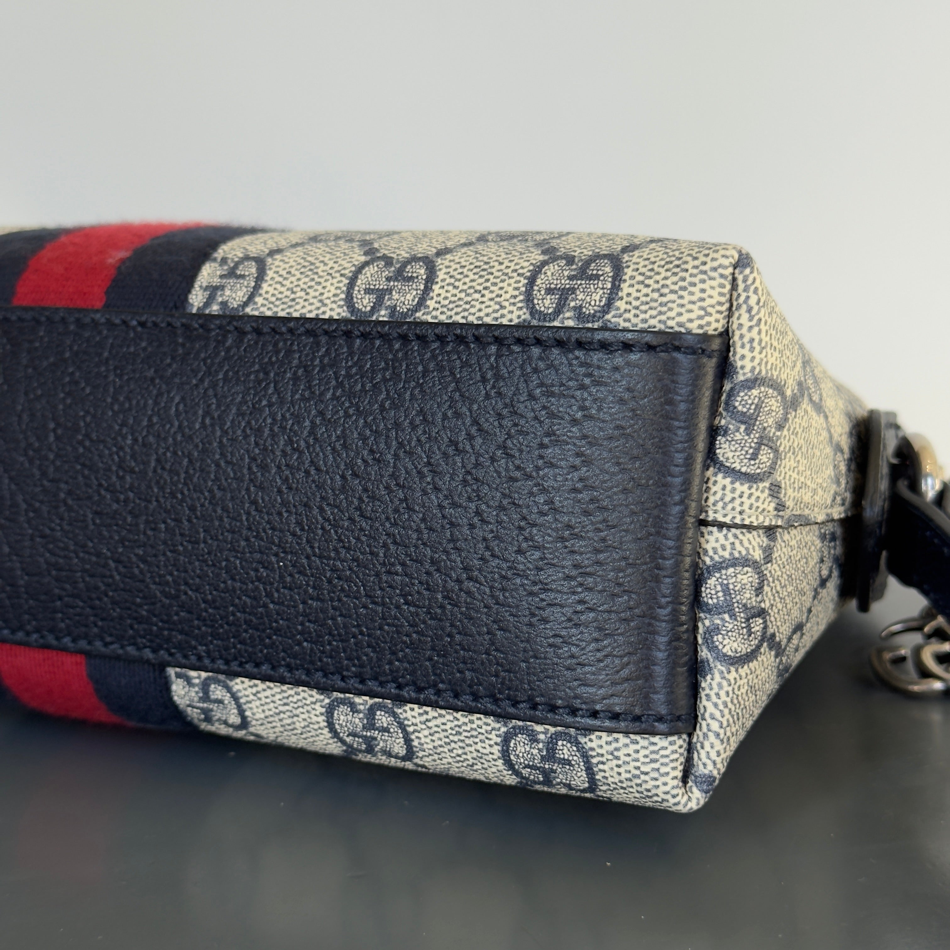 Gucci GG Supreme Monogram Dollar Ophidia Dome Bag Navy - Queen May