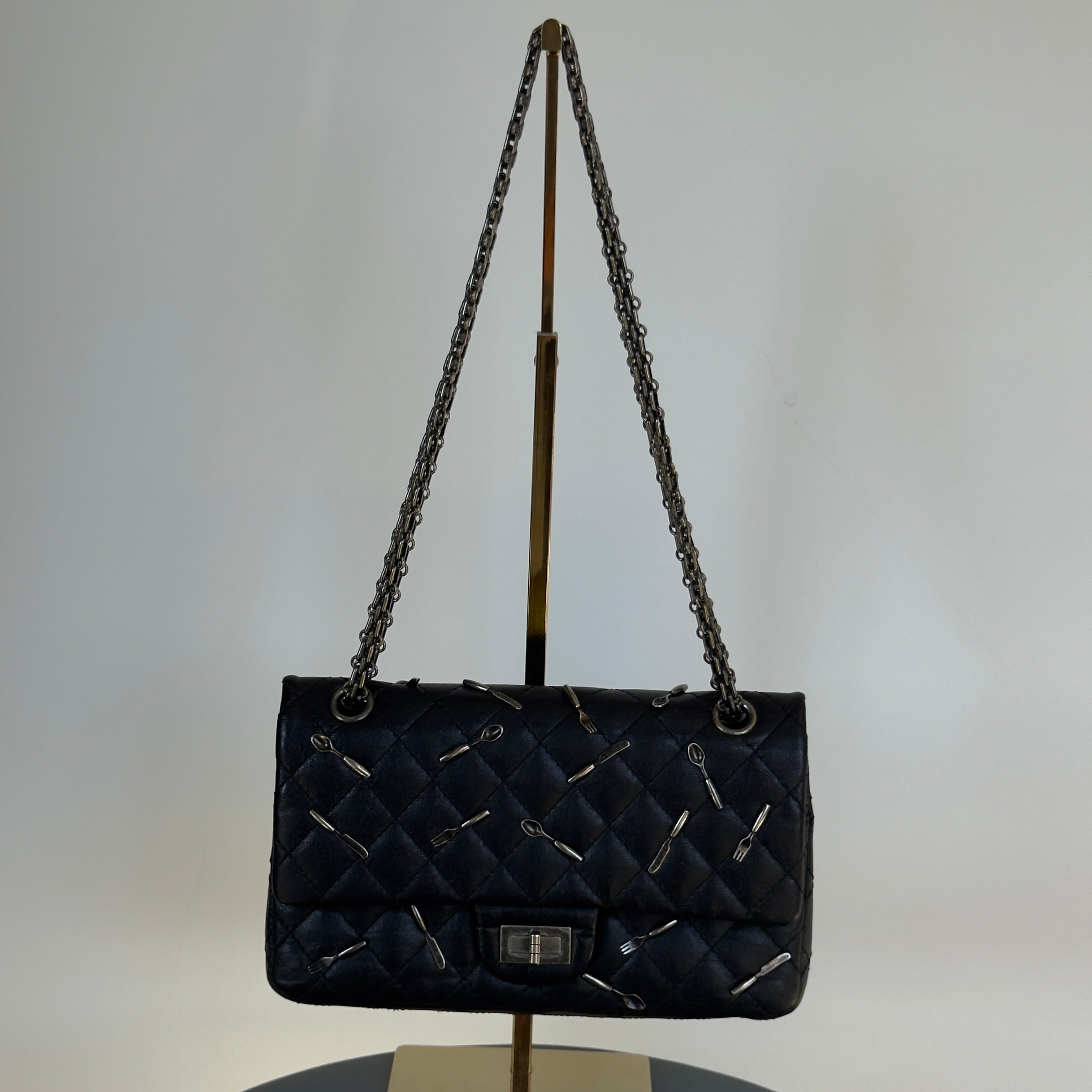 Ultra Rare Limited Edition Chanel 2015 Calfskin Brasserie Charms 2.55 Reissue Flap Bag