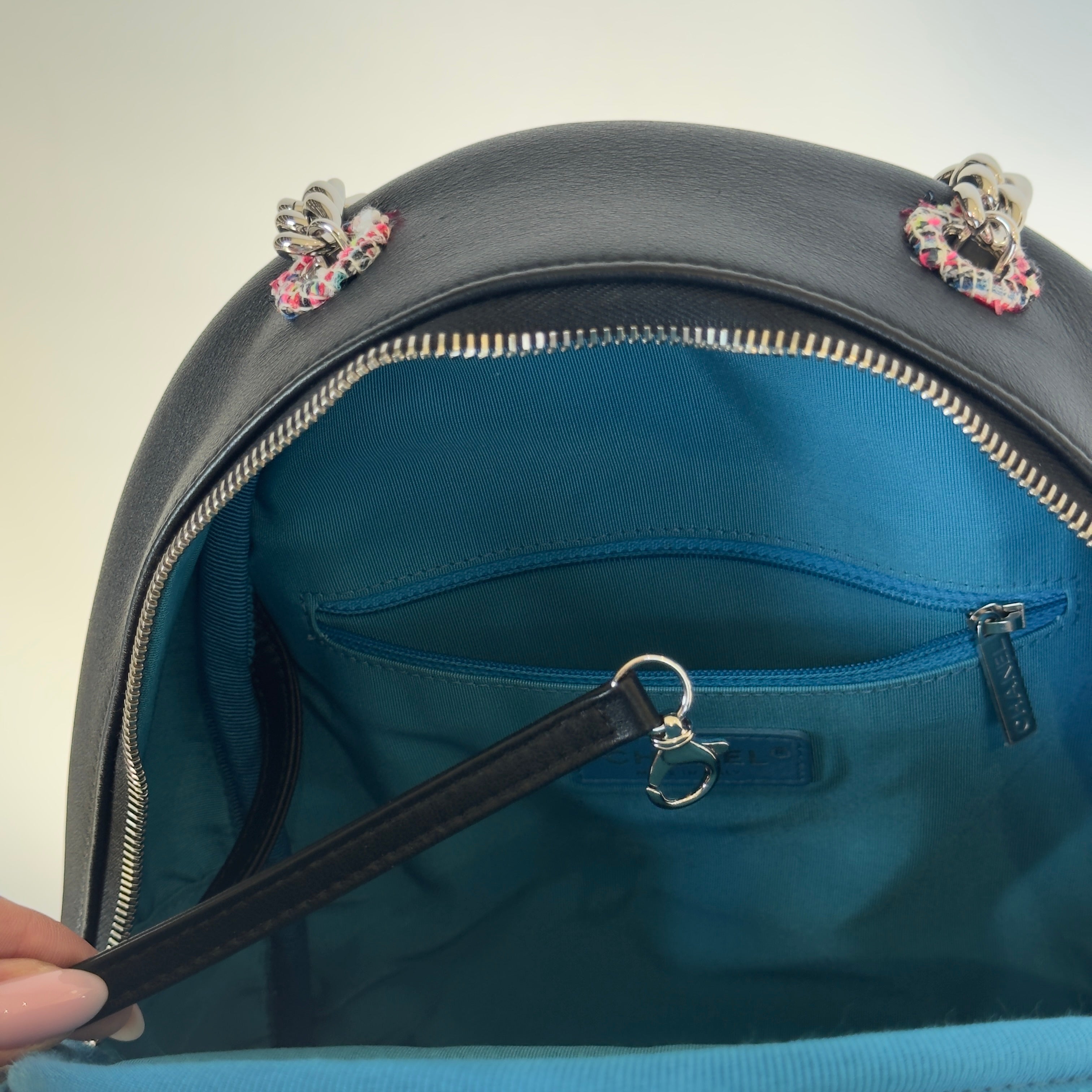 Chanel Elegant Trim Backpack Quilted Leather With Tweed Small - Queen May