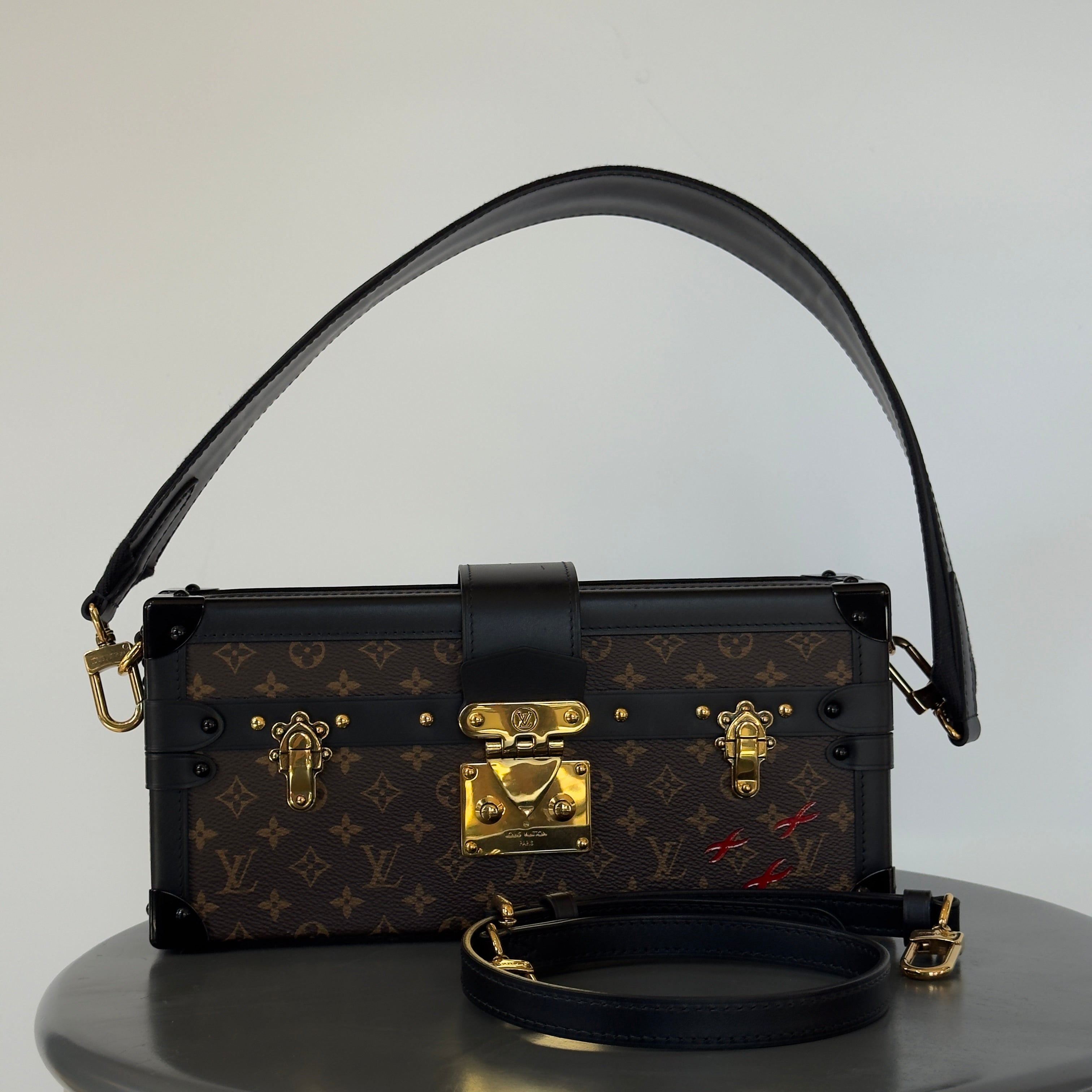 Louis Vuitton Limited Edition Runway Monogram Canvas Petite Malle East West Gold Hardware 2022 - Queen May