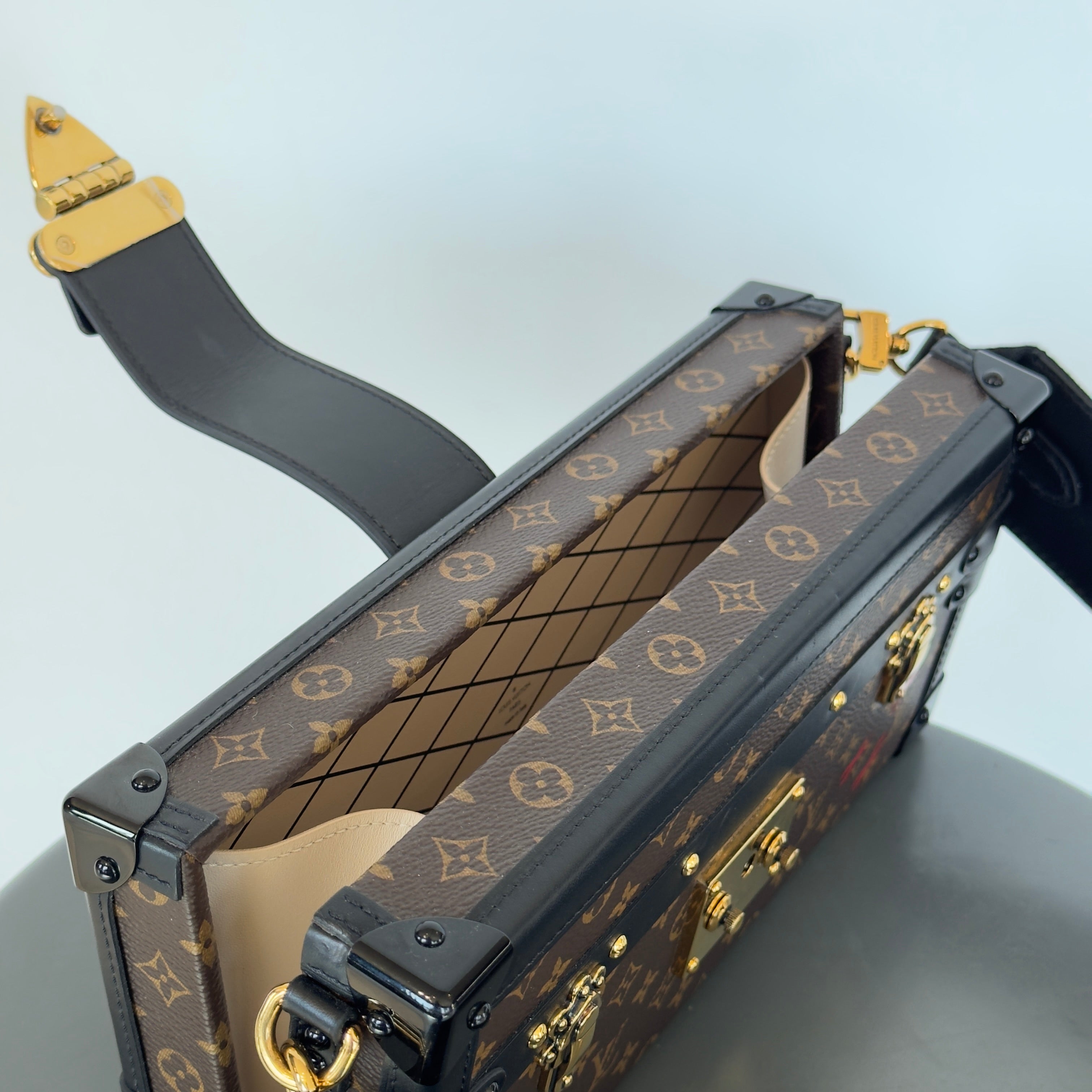 Louis Vuitton Limited Edition Runway Monogram Canvas Petite Malle East West Gold Hardware 2022 - Queen May