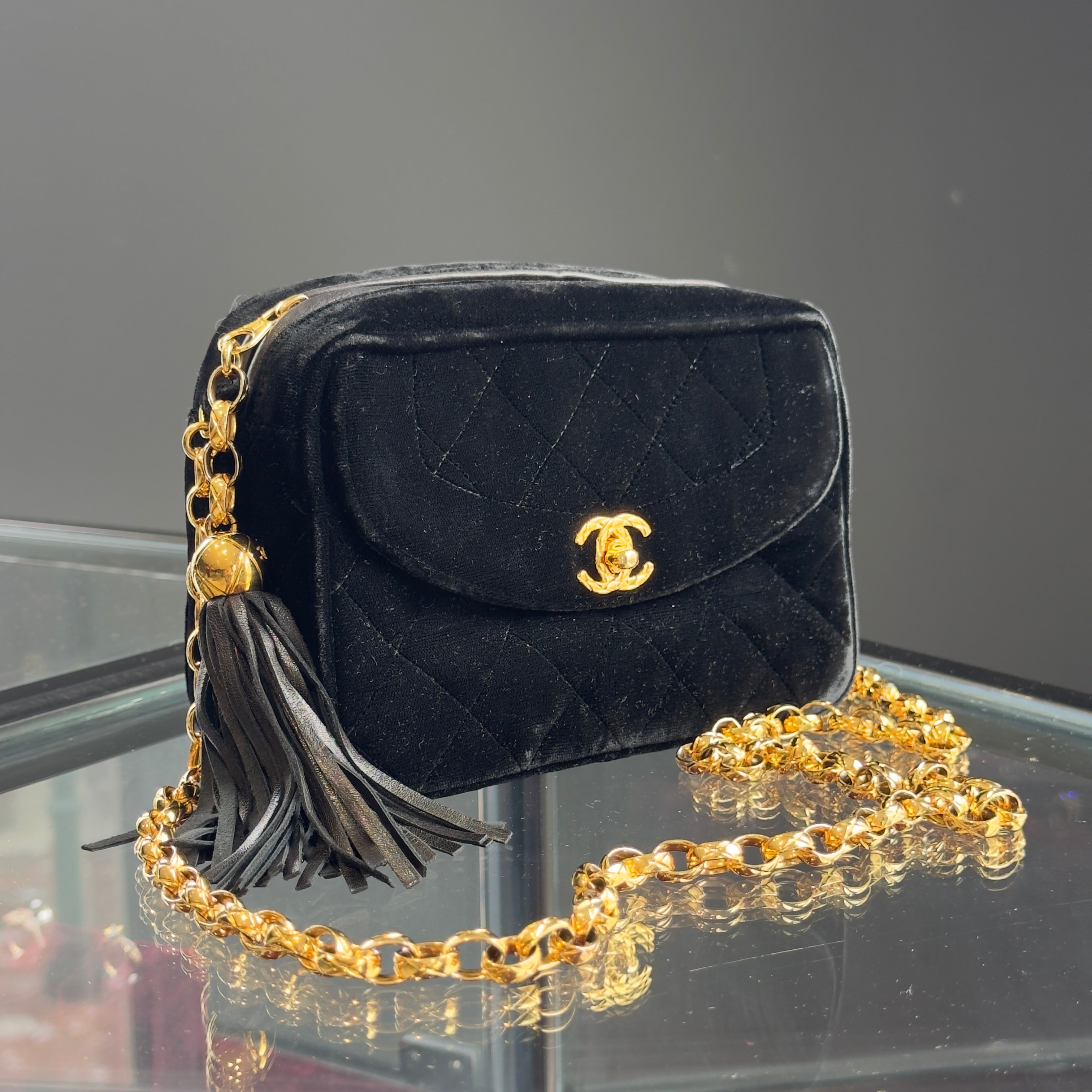 Chanel Quilted CC Velvet Bijoux Chain Crossbody - Queen May