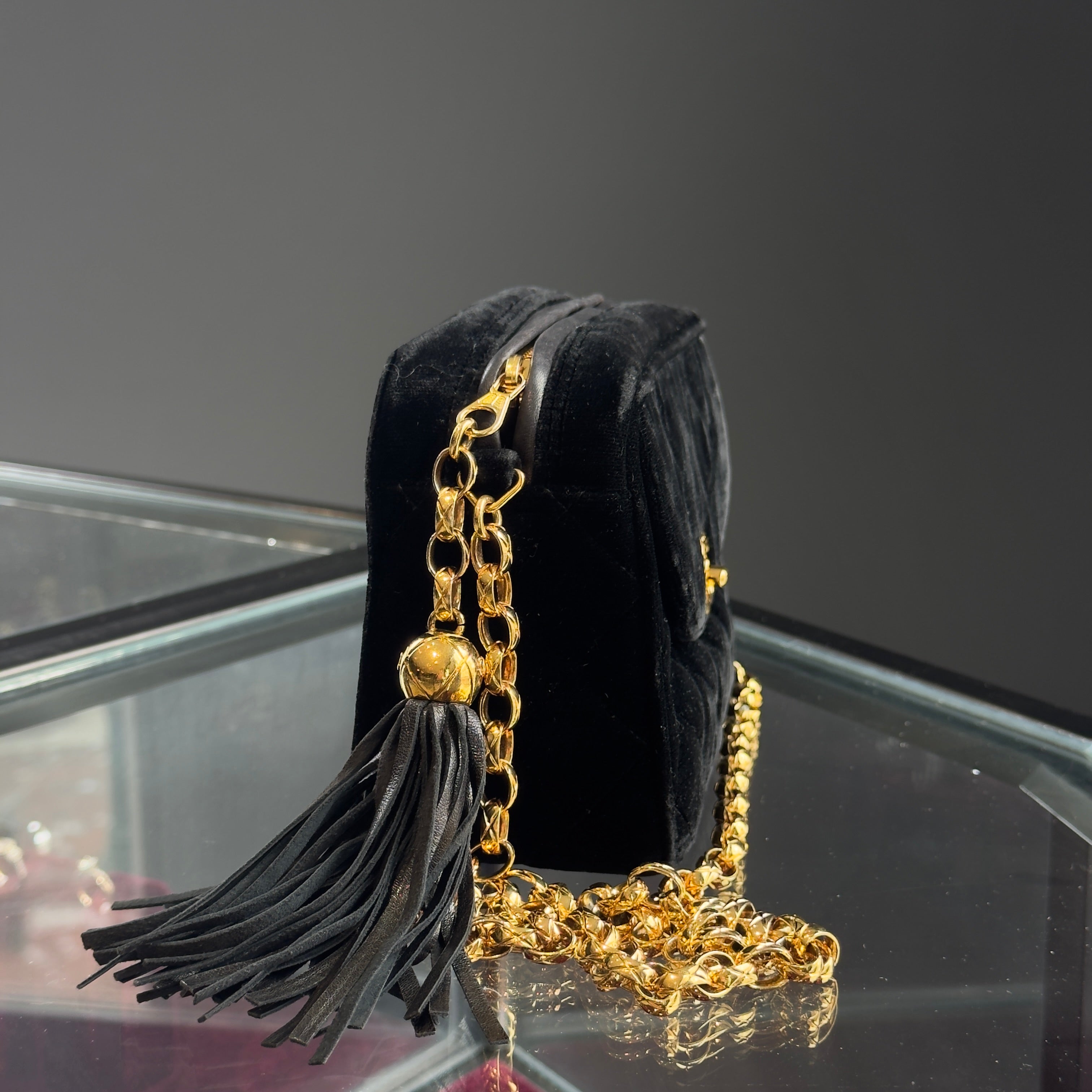 Chanel Quilted CC Velvet Bijoux Chain Crossbody - Queen May