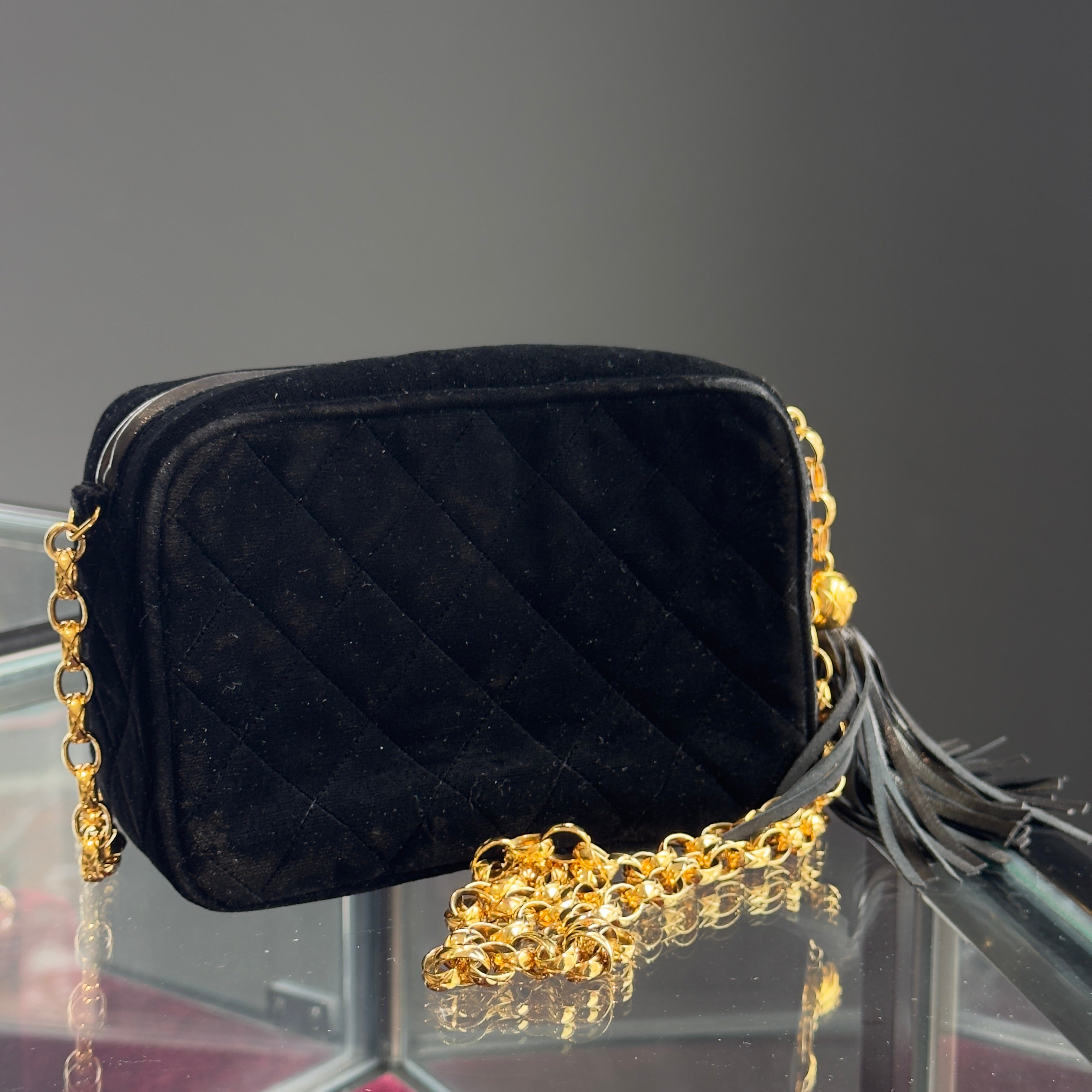 Chanel Quilted CC Velvet Bijoux Chain Crossbody - Queen May