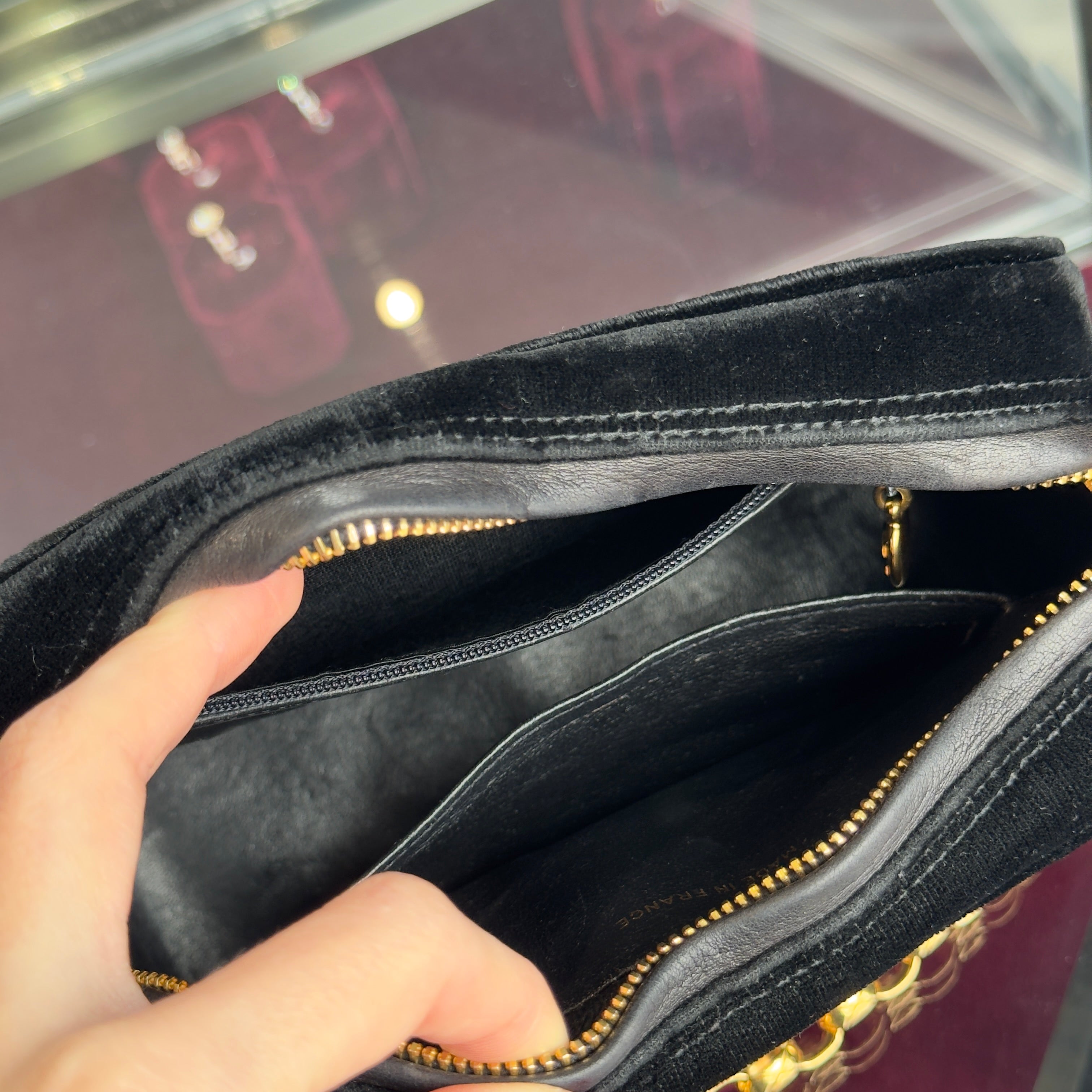 Chanel Quilted CC Velvet Bijoux Chain Crossbody - Queen May