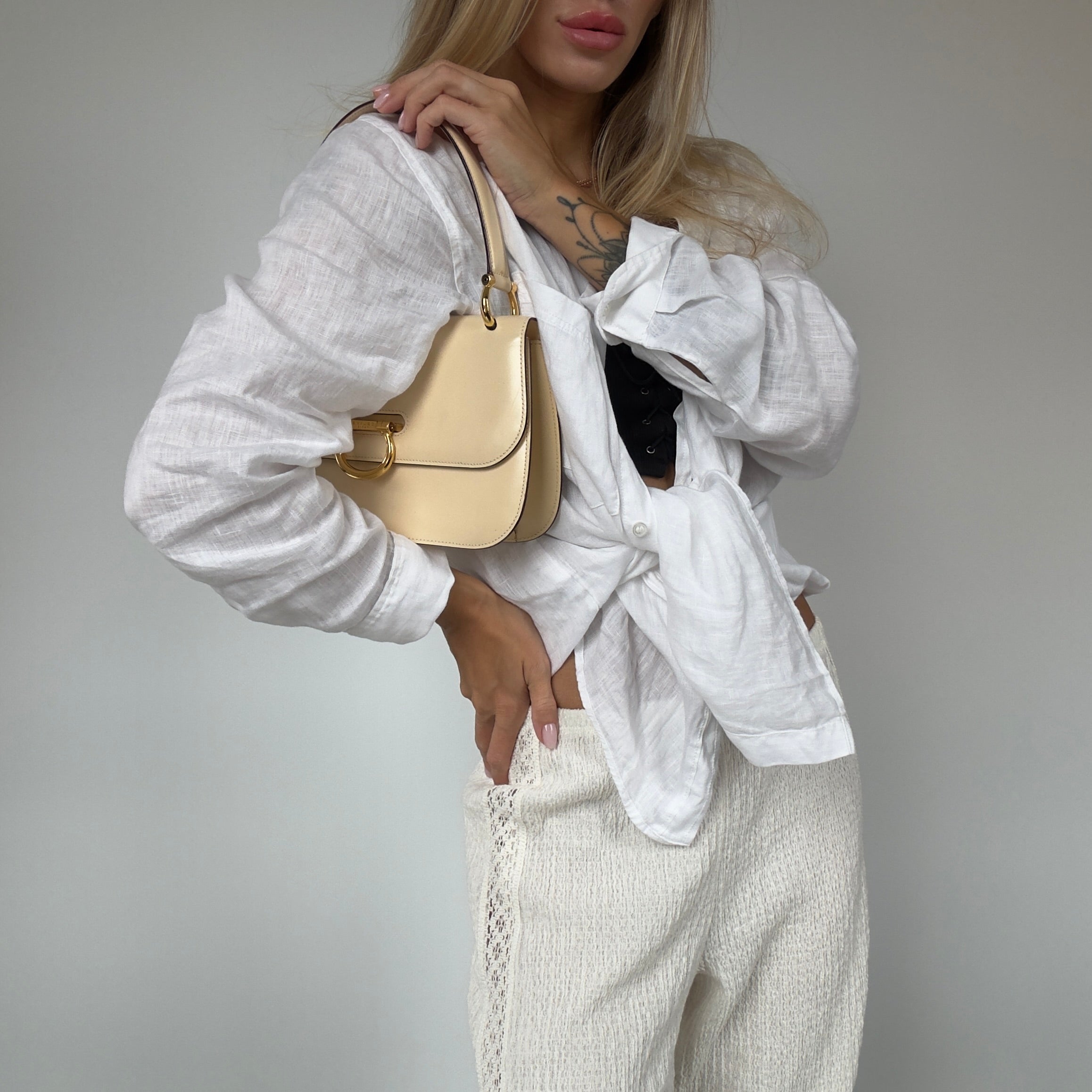 Celine Gancini Beige Leather Bag - Queen May