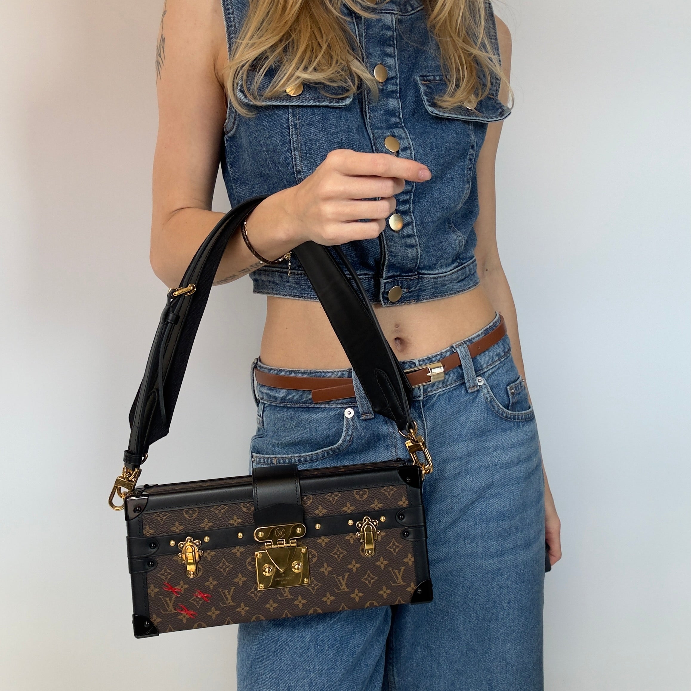 Louis Vuitton Limited Edition Runway Monogram Canvas Petite Malle East West Gold Hardware 2022 - Queen May