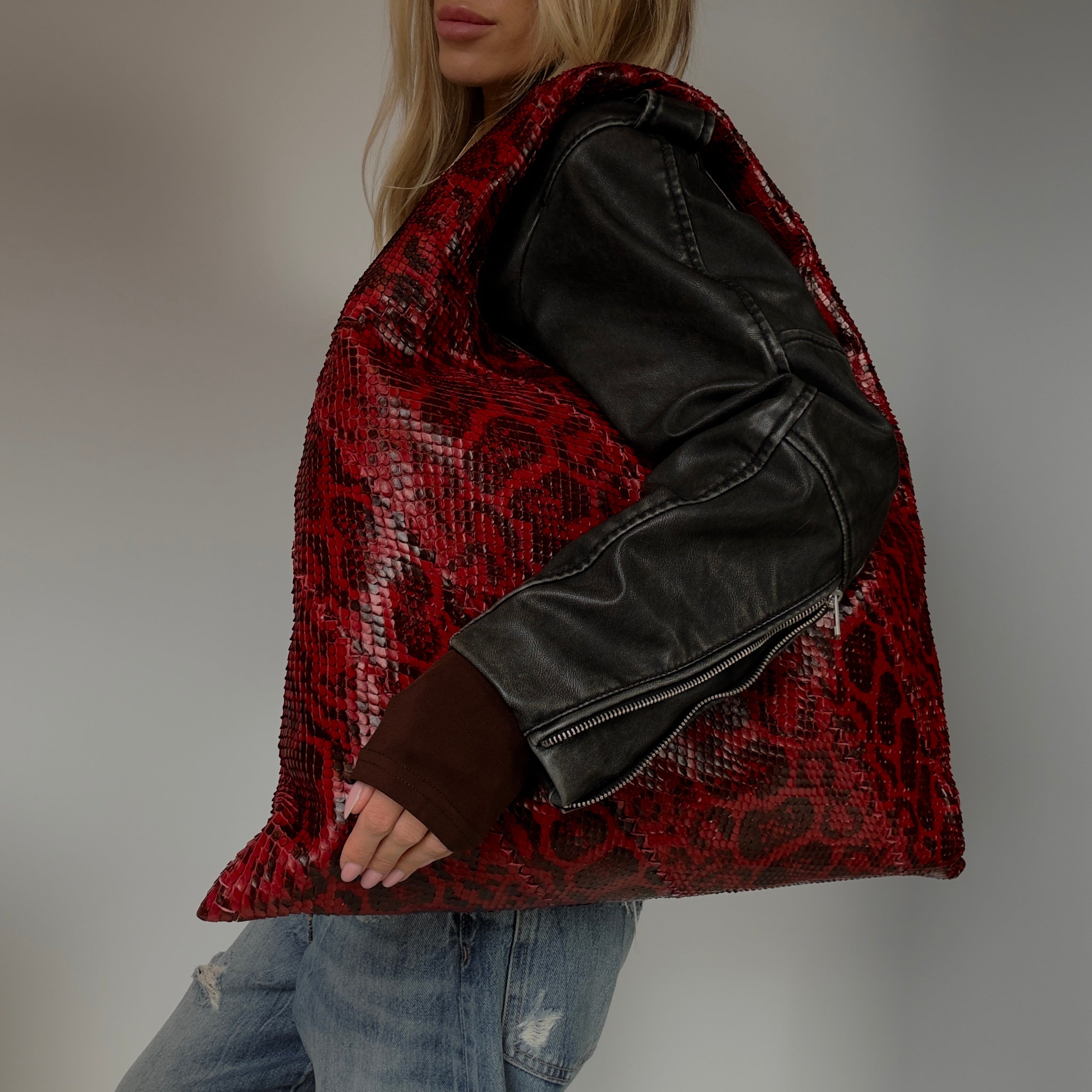 Bottega Veneta Hop Python Bag Red - Queen May