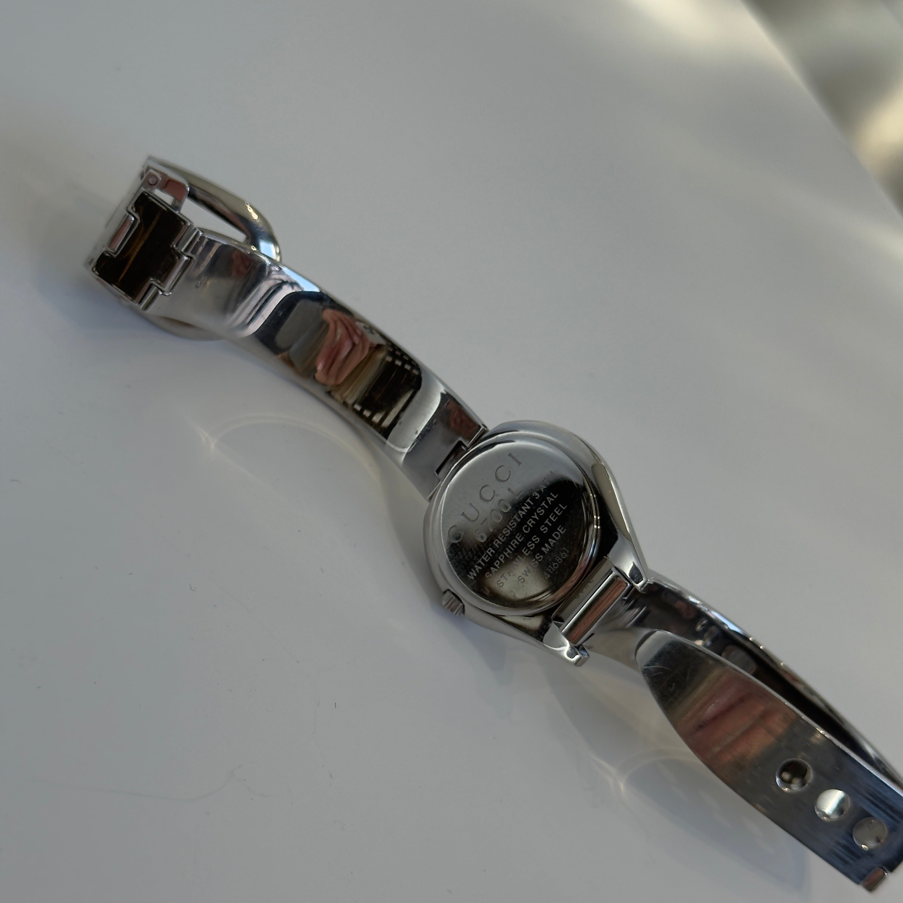 Gucci 6700L Stainless Steel Mother Of Pearl Dial Bangle Watch - Queen May