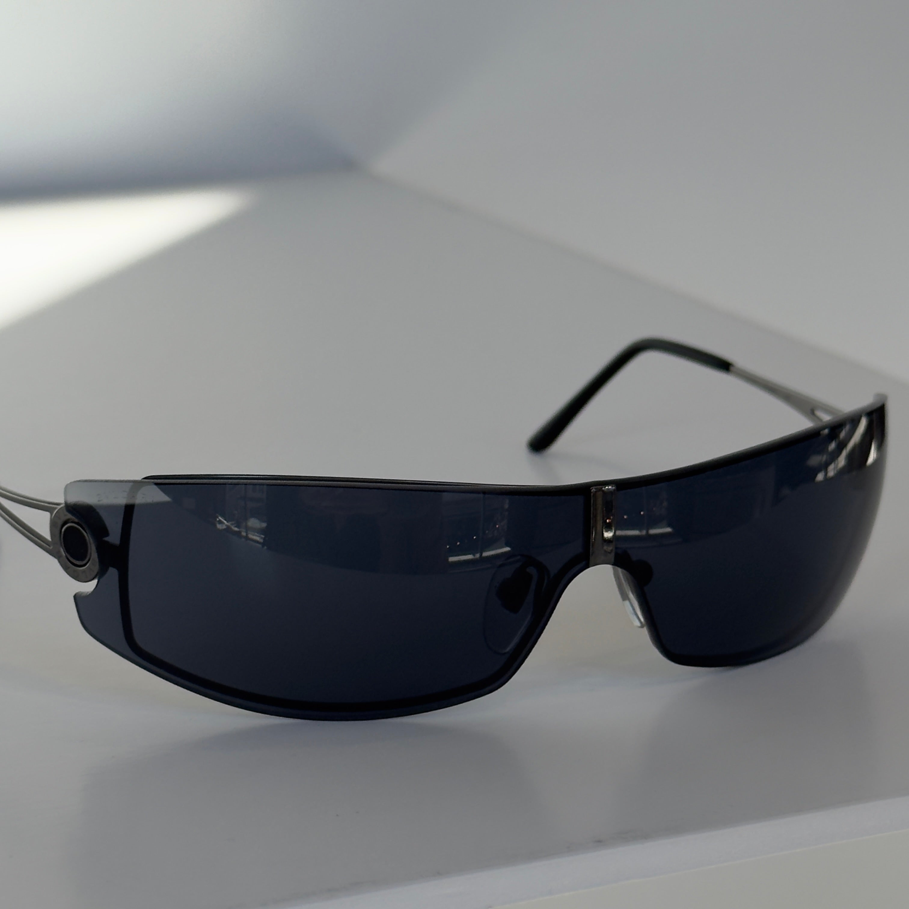 Bvlgari Black Wire Frame Shield Sunglasses - Queen May