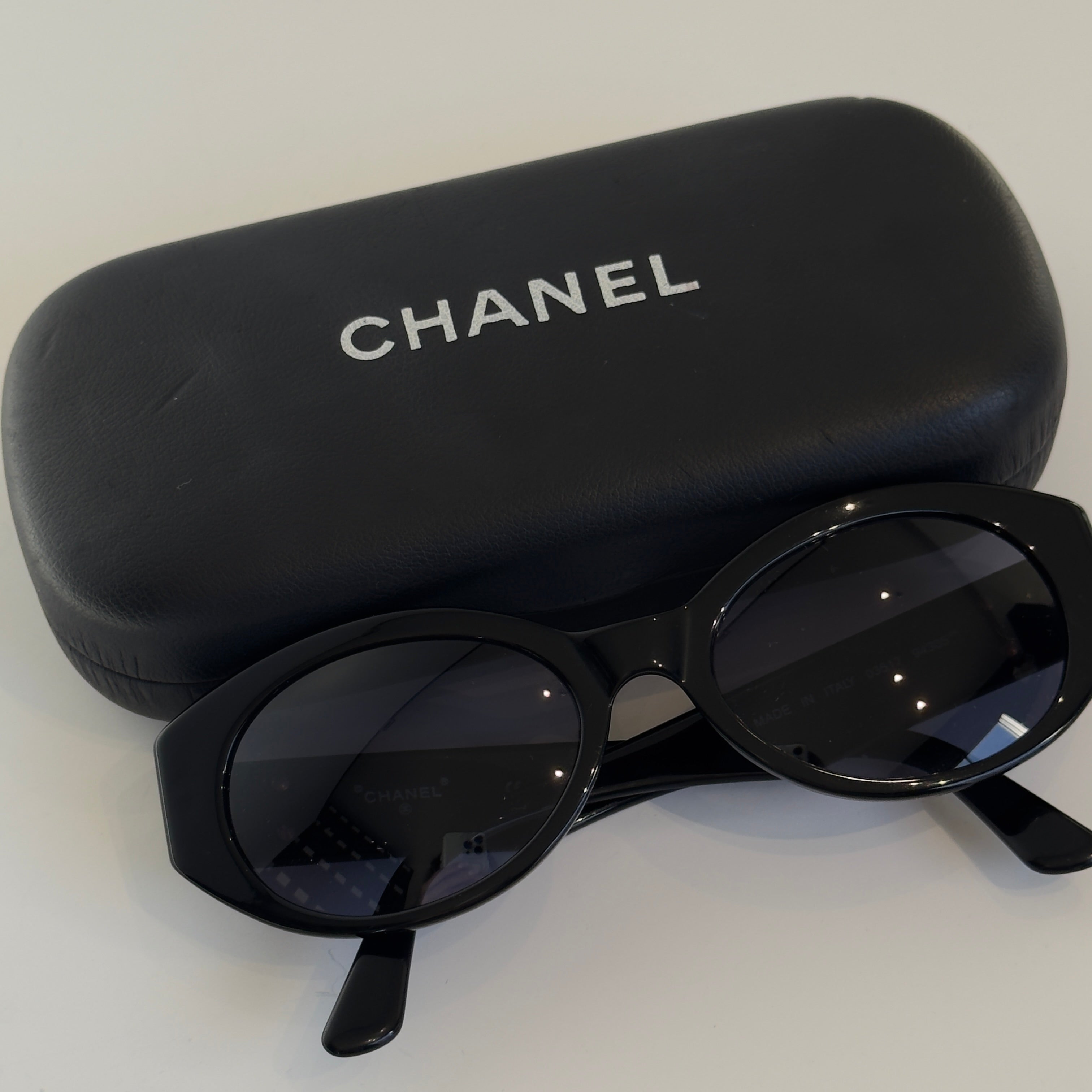 Chanel Oval Black CC Logo Sunglasses - Queen May