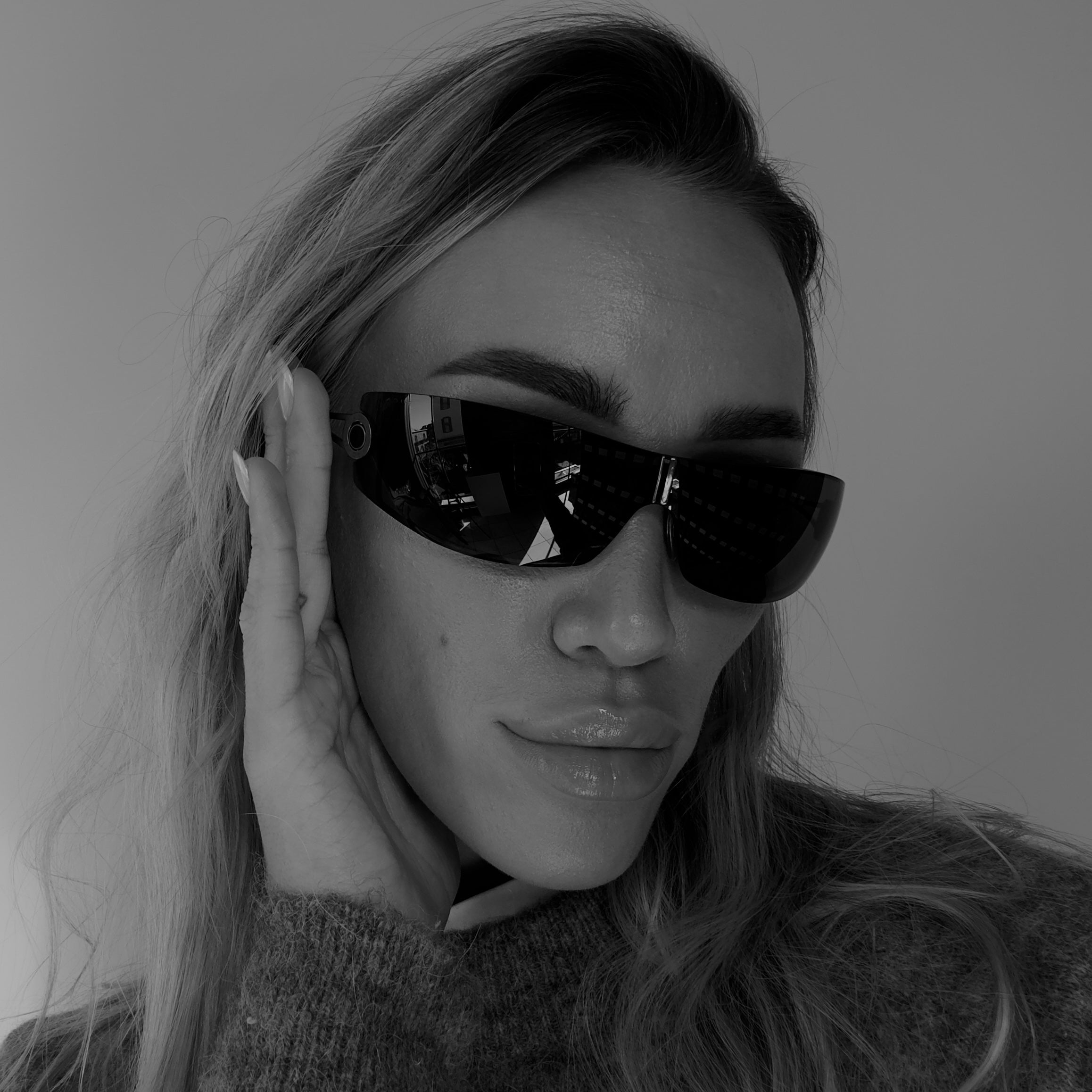 Bvlgari Black Wire Frame Shield Sunglasses - Queen May