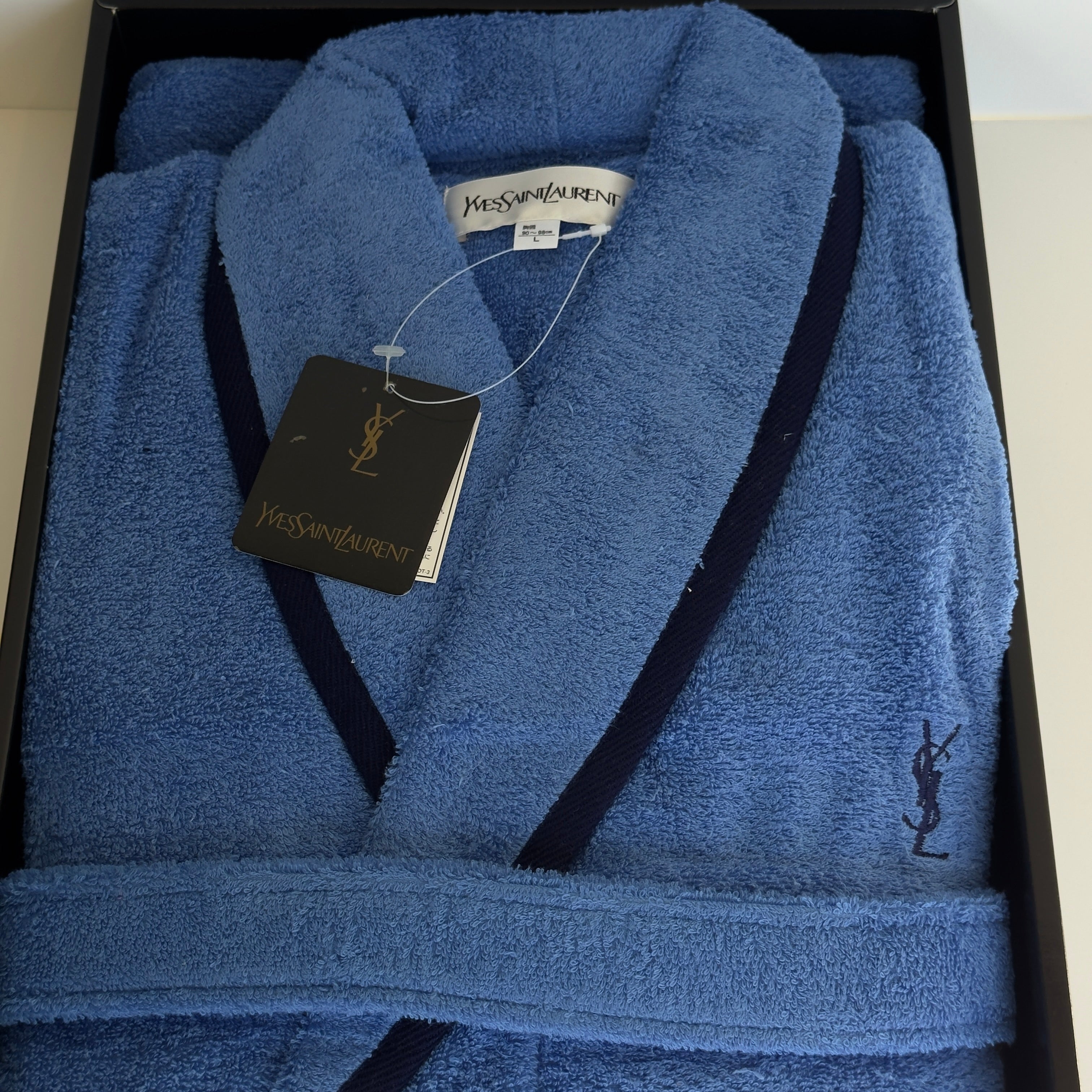 Vintage Yves Saint Laurent Terry Cloth Robe Blue - Queen May