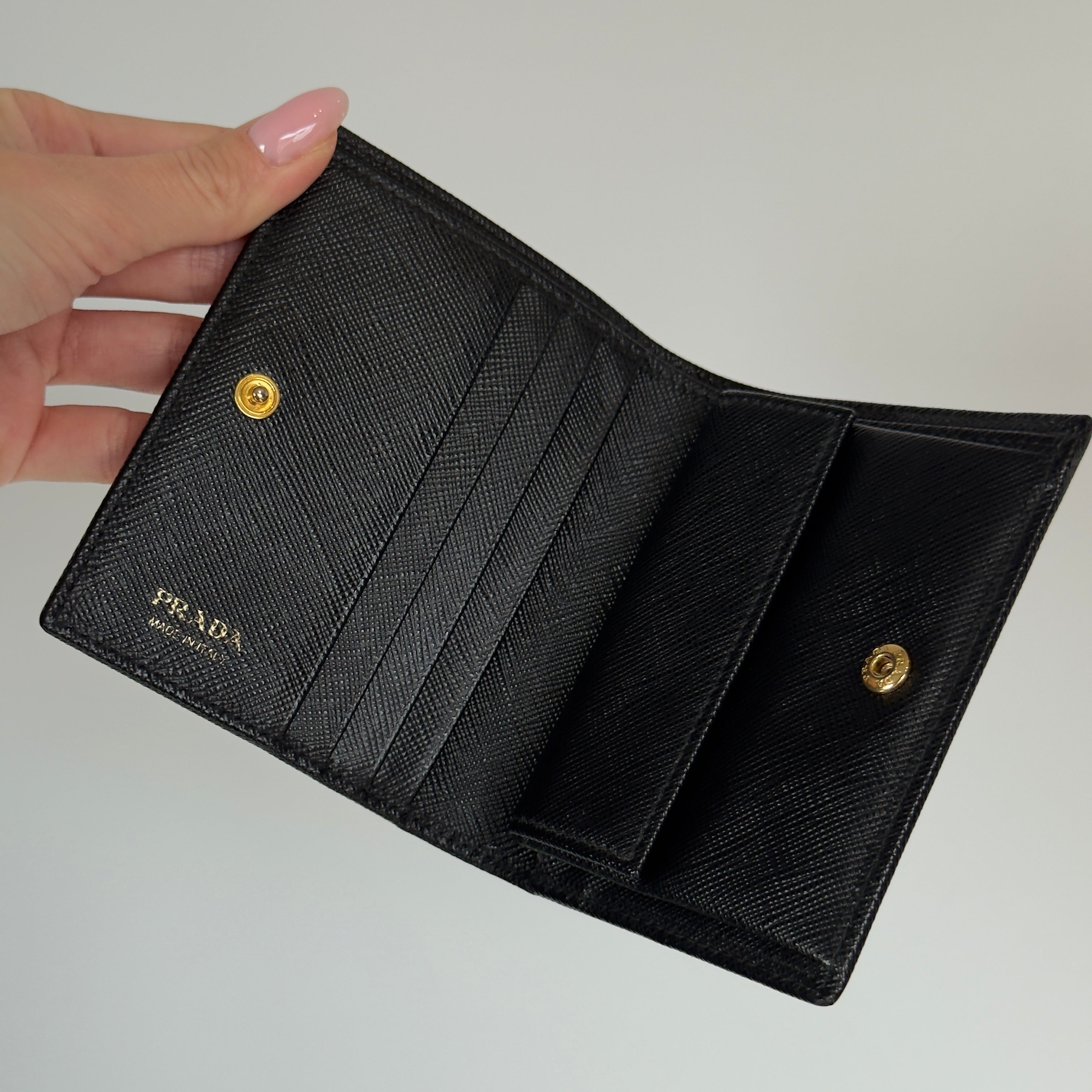 Prada Triangle Logo Saffiano Leather Wallet - Queen May
