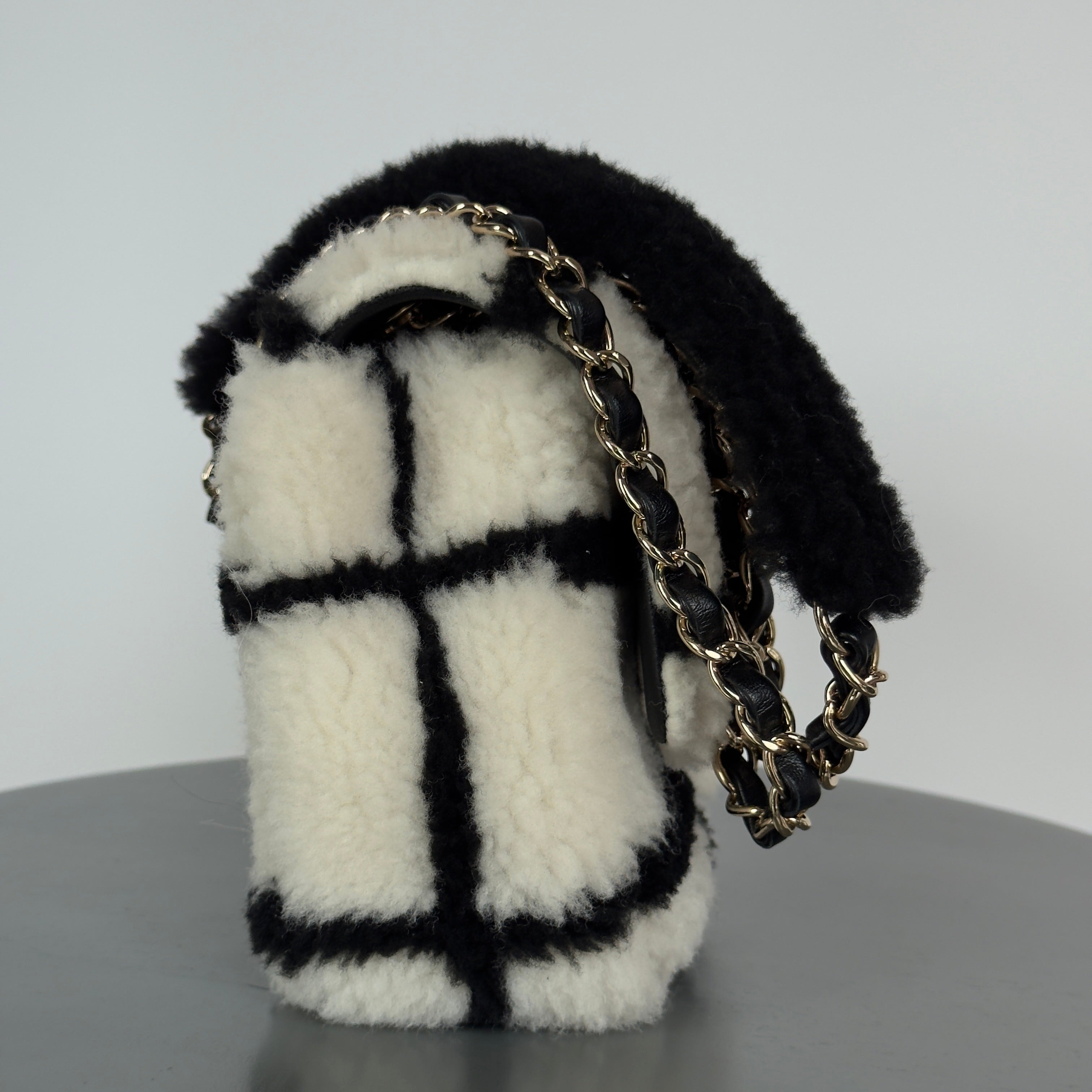 Chanel Black and White Shearling Flap - Queen May