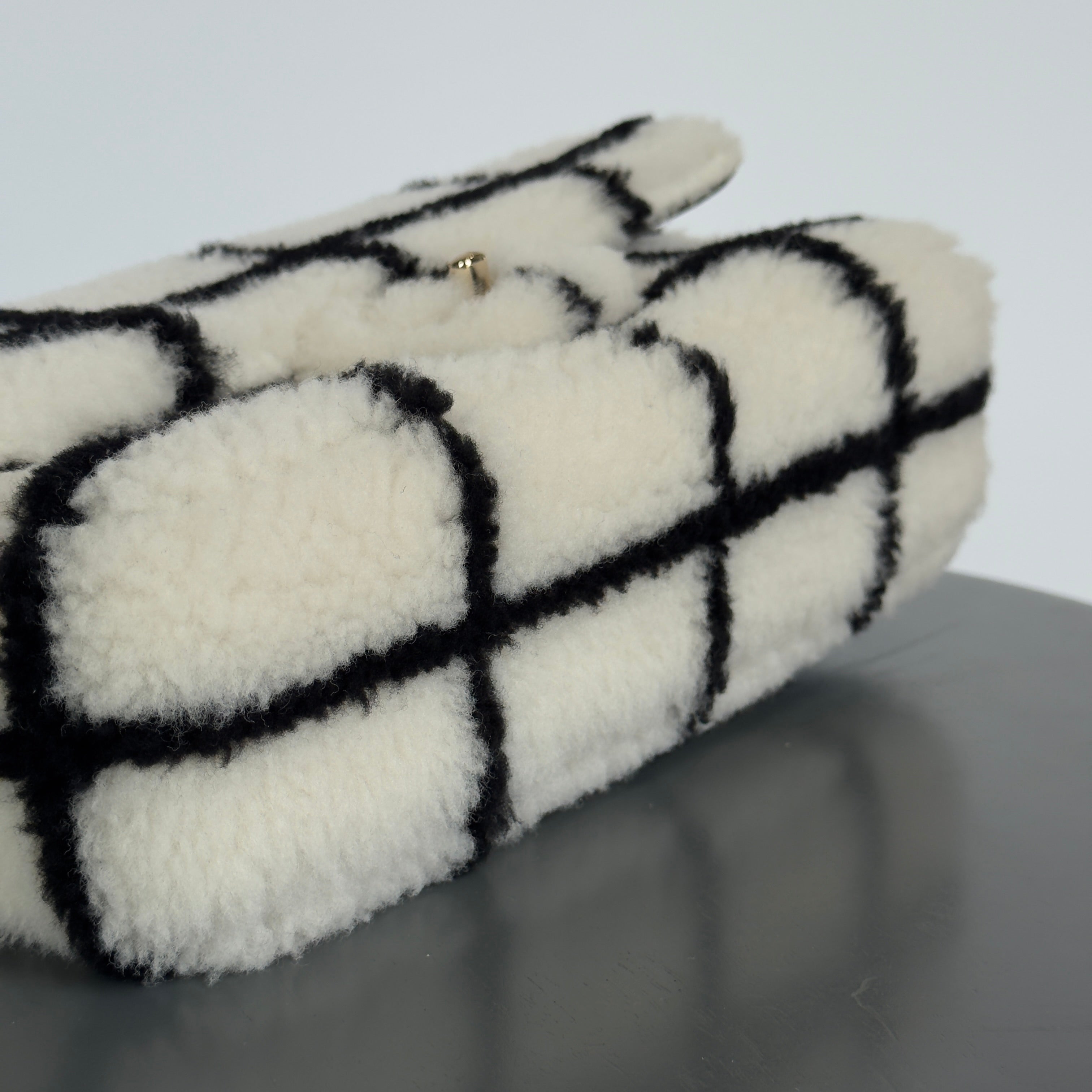 Chanel Black and White Shearling Flap - Queen May