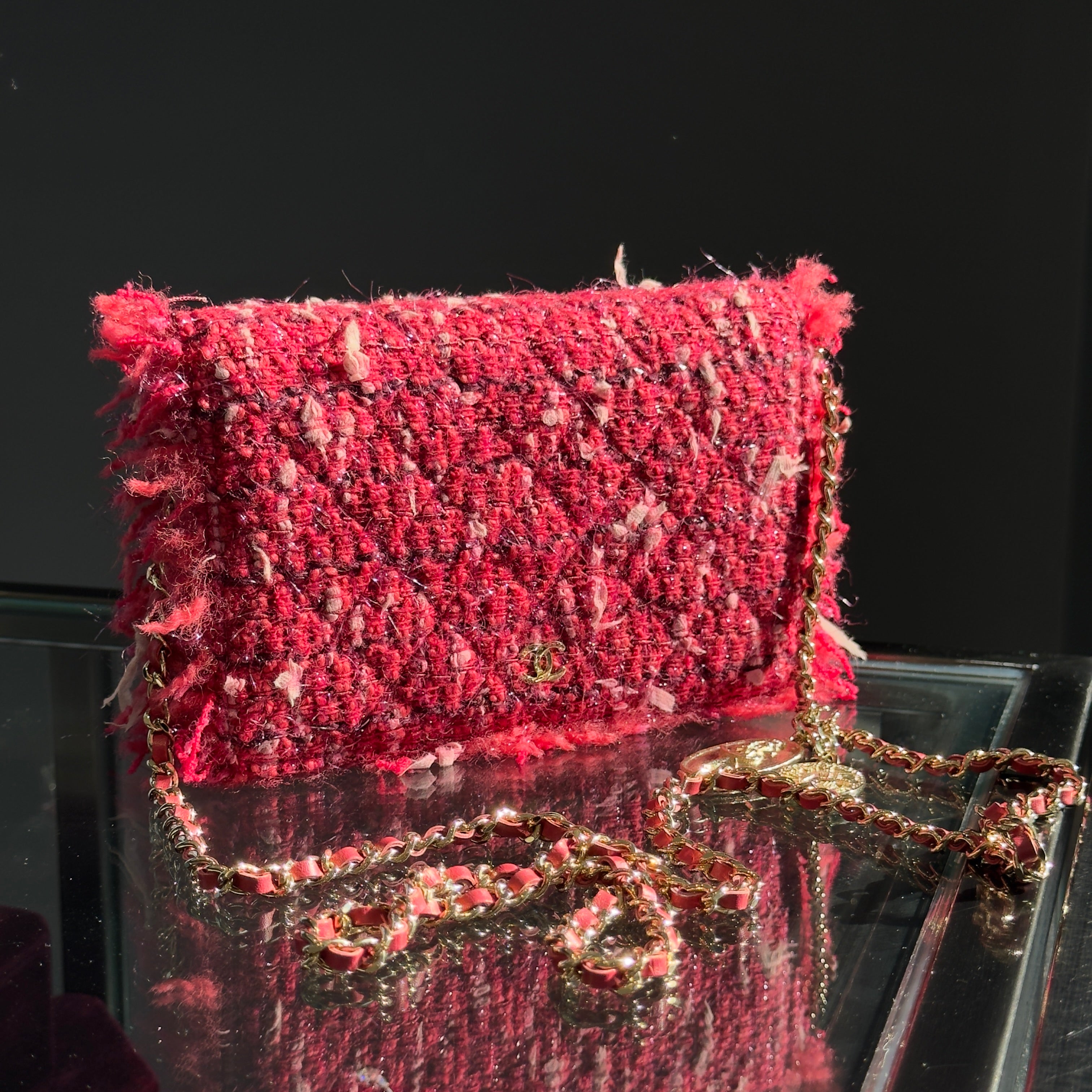 Chanel Tweed Crossbody Bag With Charms - Queen May