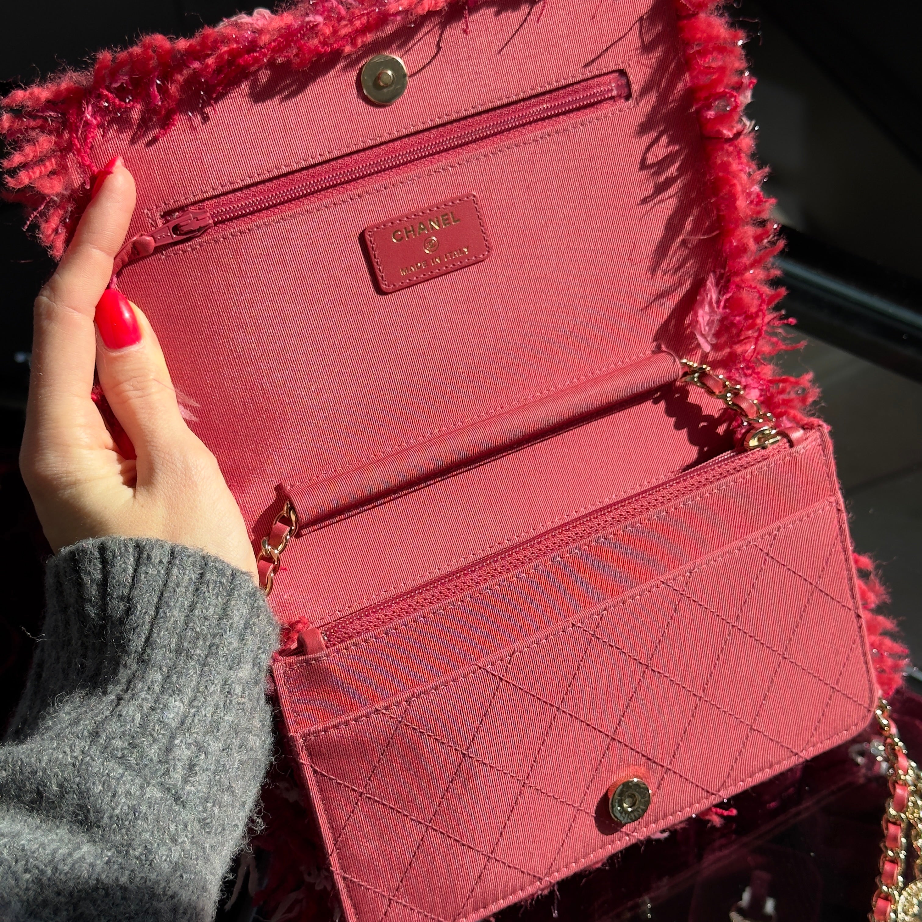 Chanel Tweed Crossbody Bag With Charms - Queen May