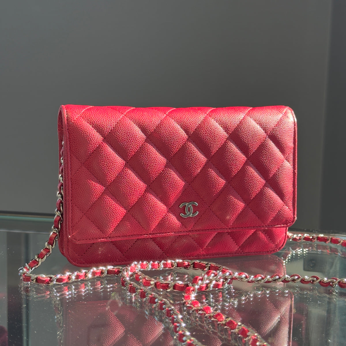 Chanel Wallet On Chain Caviar Red - Queen May