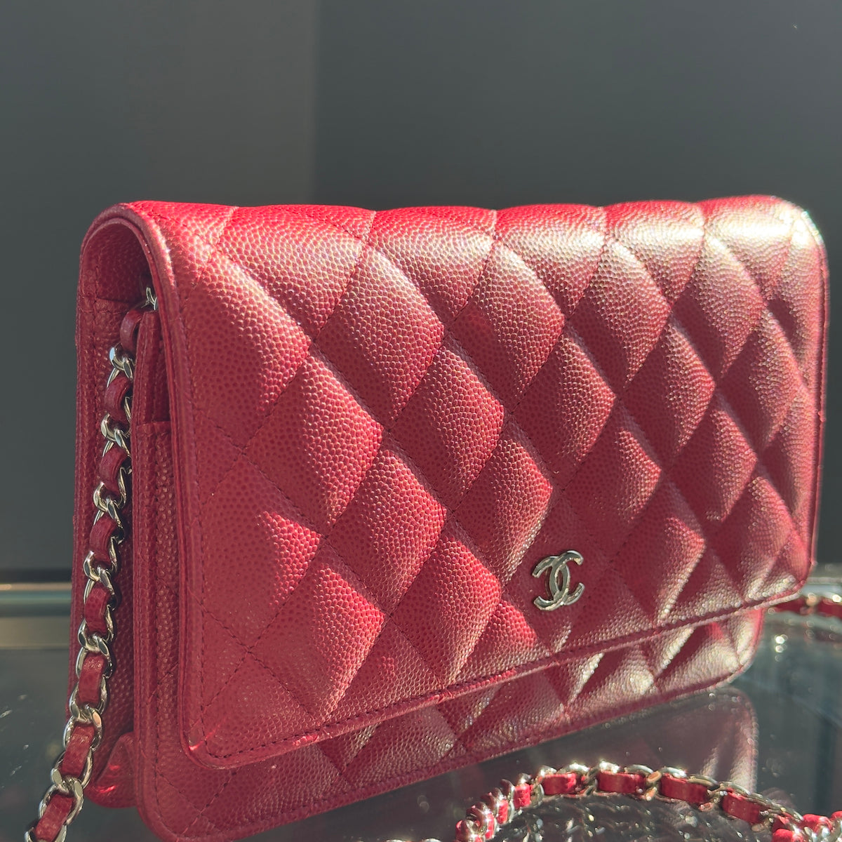 Chanel Wallet On Chain Caviar Red - Queen May