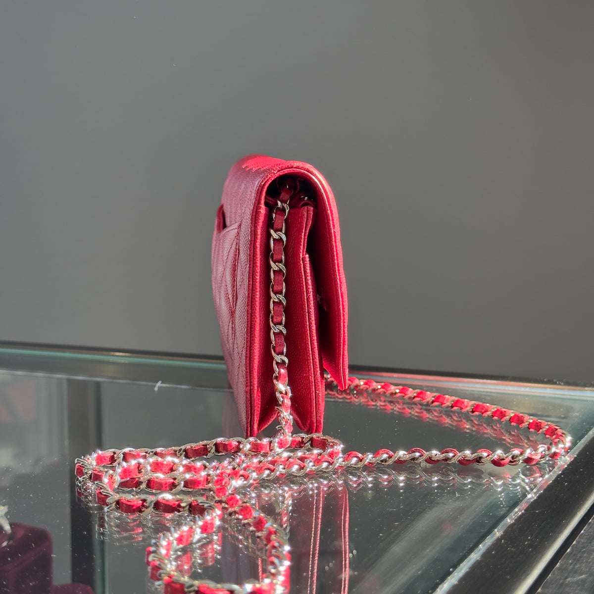 Chanel Wallet On Chain Caviar Red - Queen May