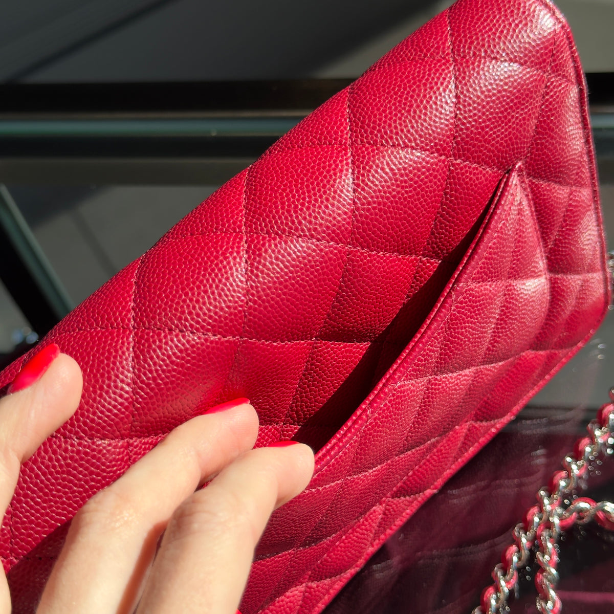 Chanel Wallet On Chain Caviar Red - Queen May