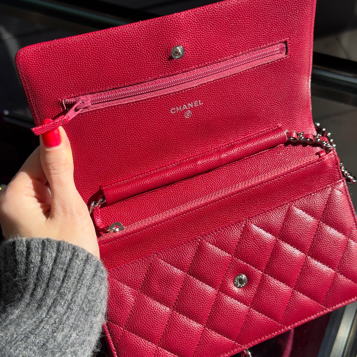 Chanel Wallet On Chain Caviar Red - Queen May