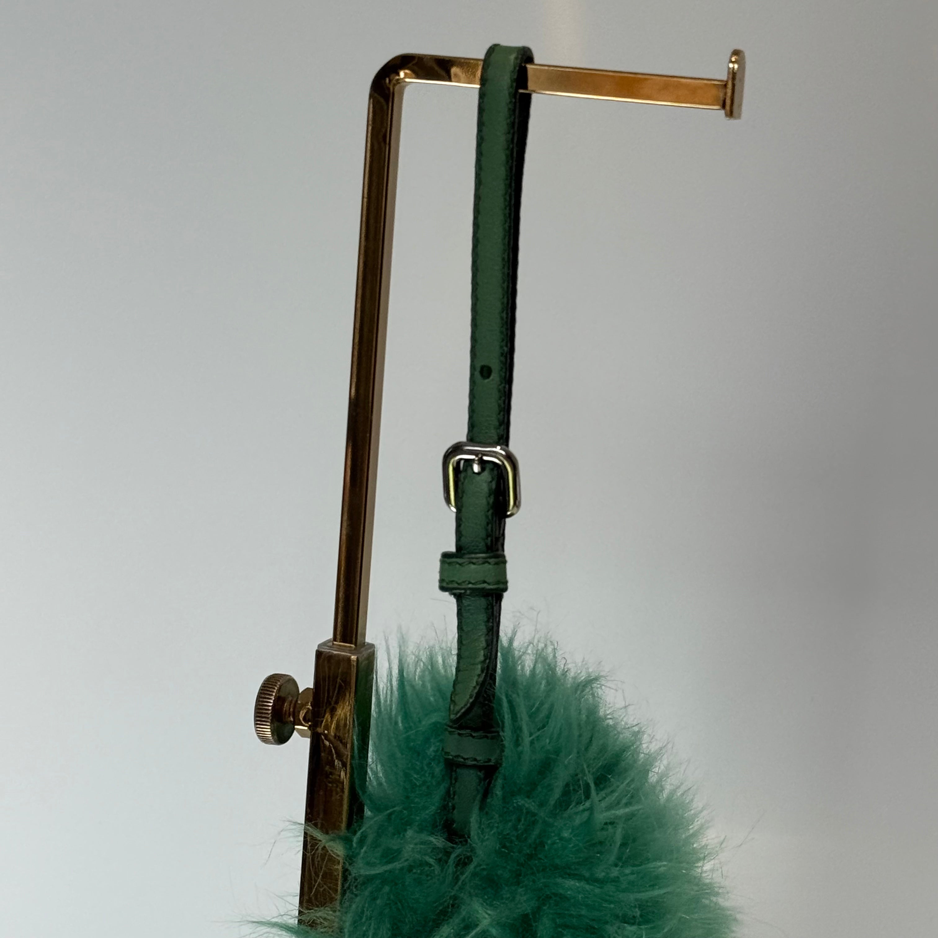 Prada Faux Fur Clutch Green - Queen May