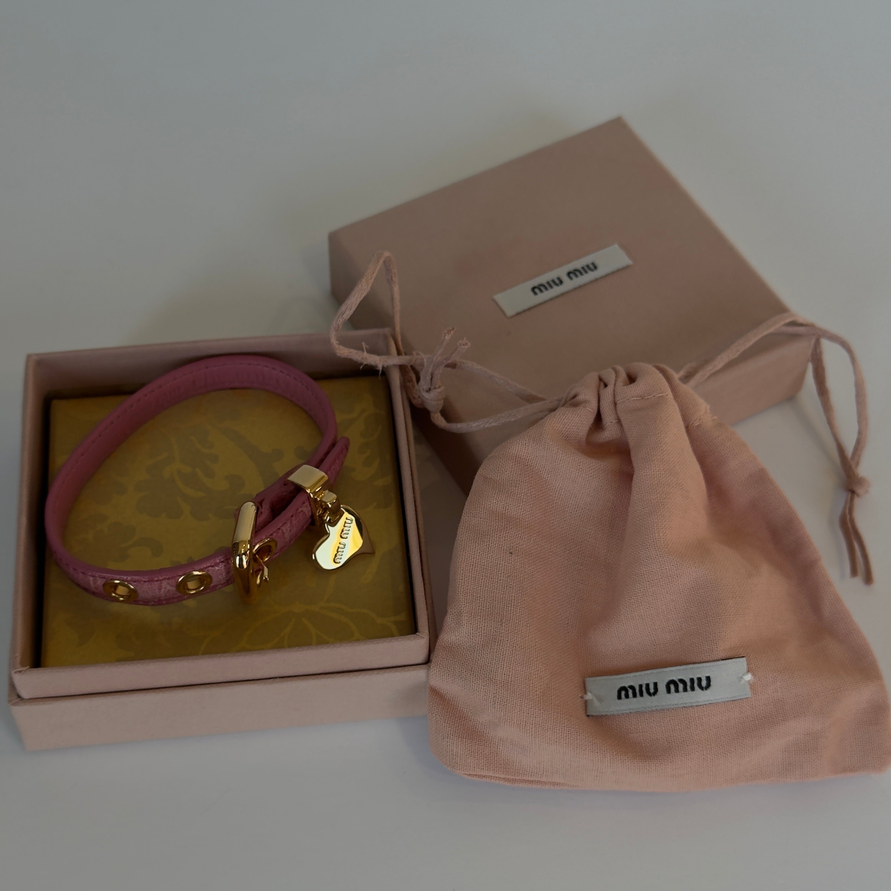 Miu Miu Blush Pink Heart Charm Bracelet - Queen May