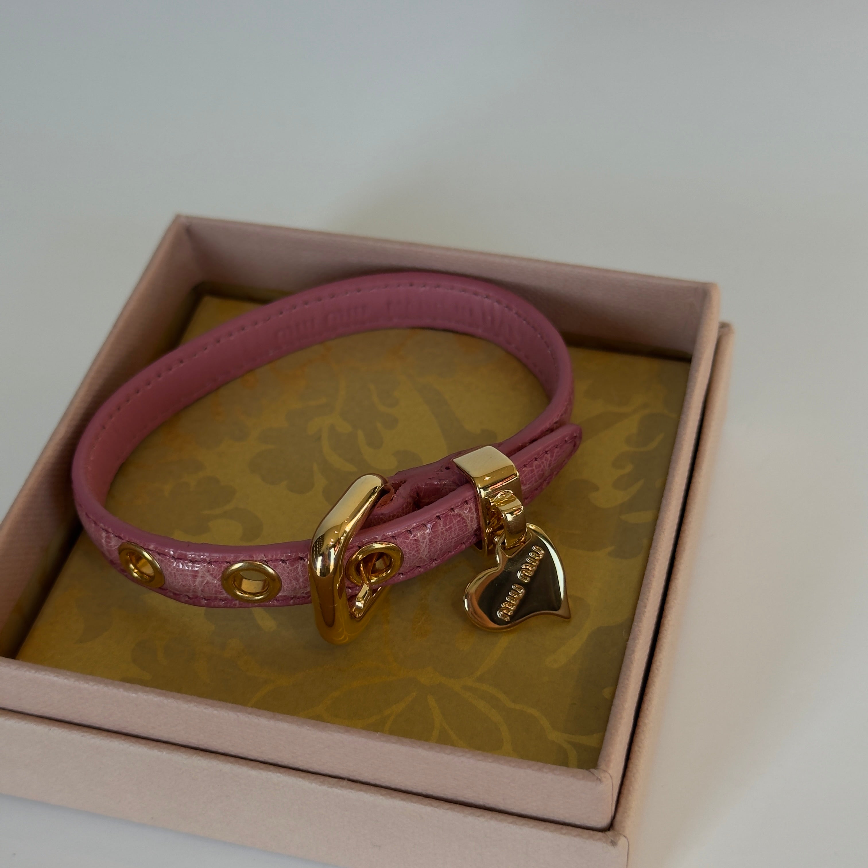 Miu Miu Blush Pink Heart Charm Bracelet - Queen May