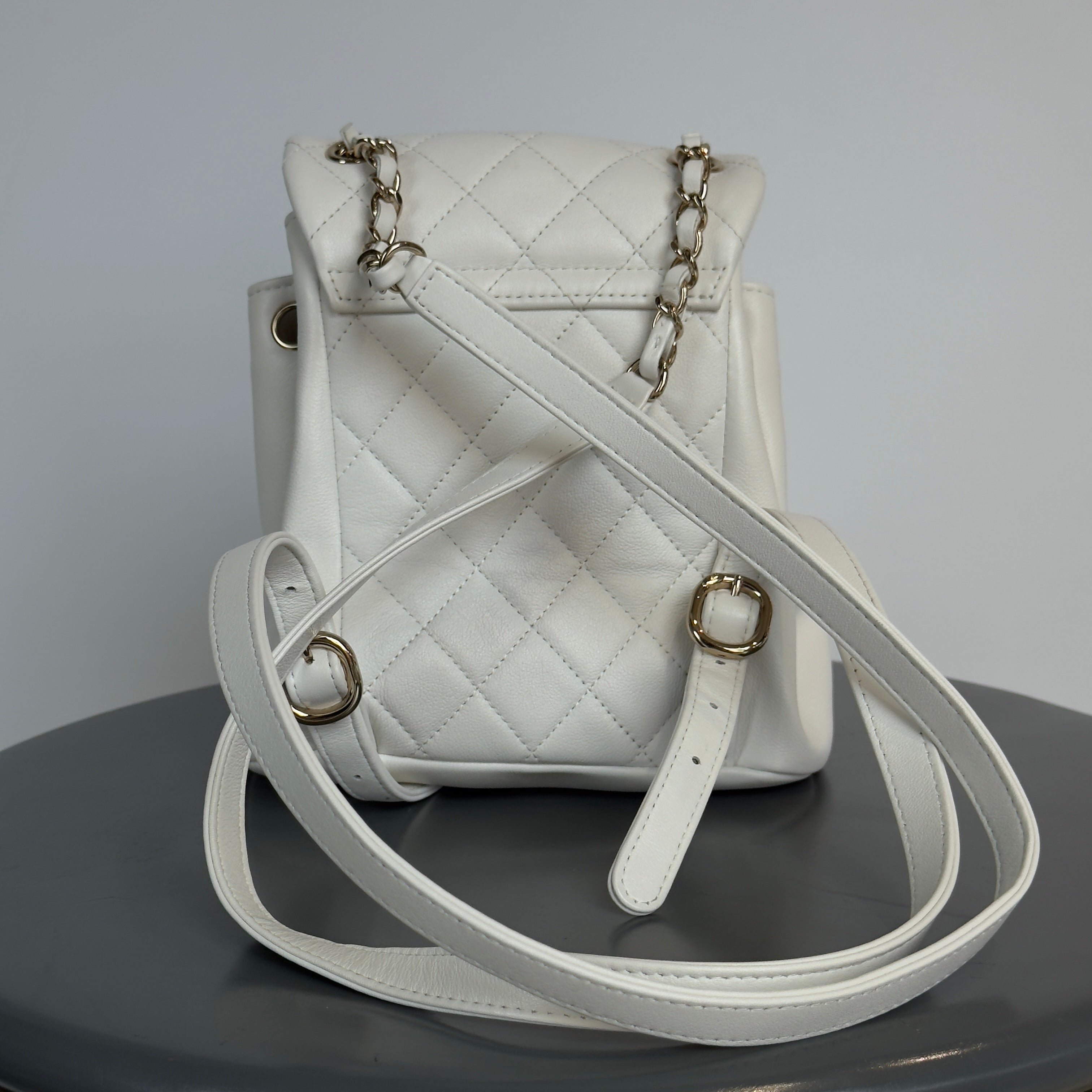 Chanel Small Duma Pockets Drawstring Backpack White
