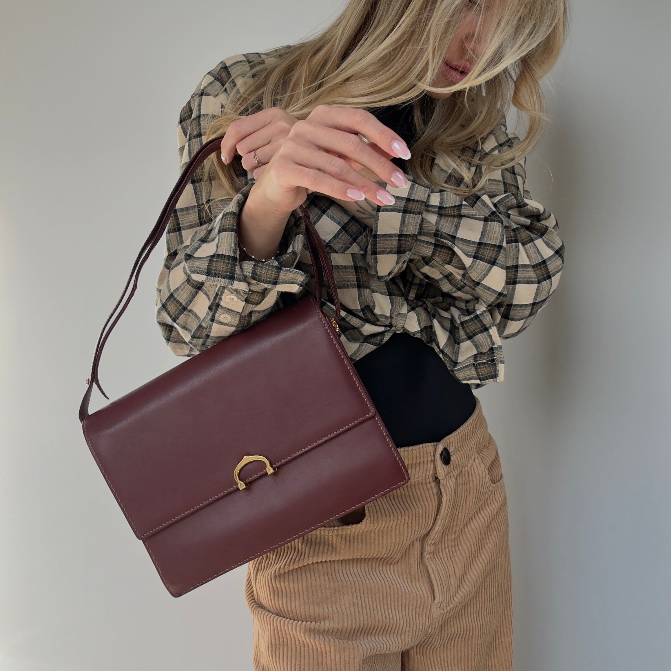 Cartier Must De Cartier Bordeaux Leather Flap Bag - Queen May