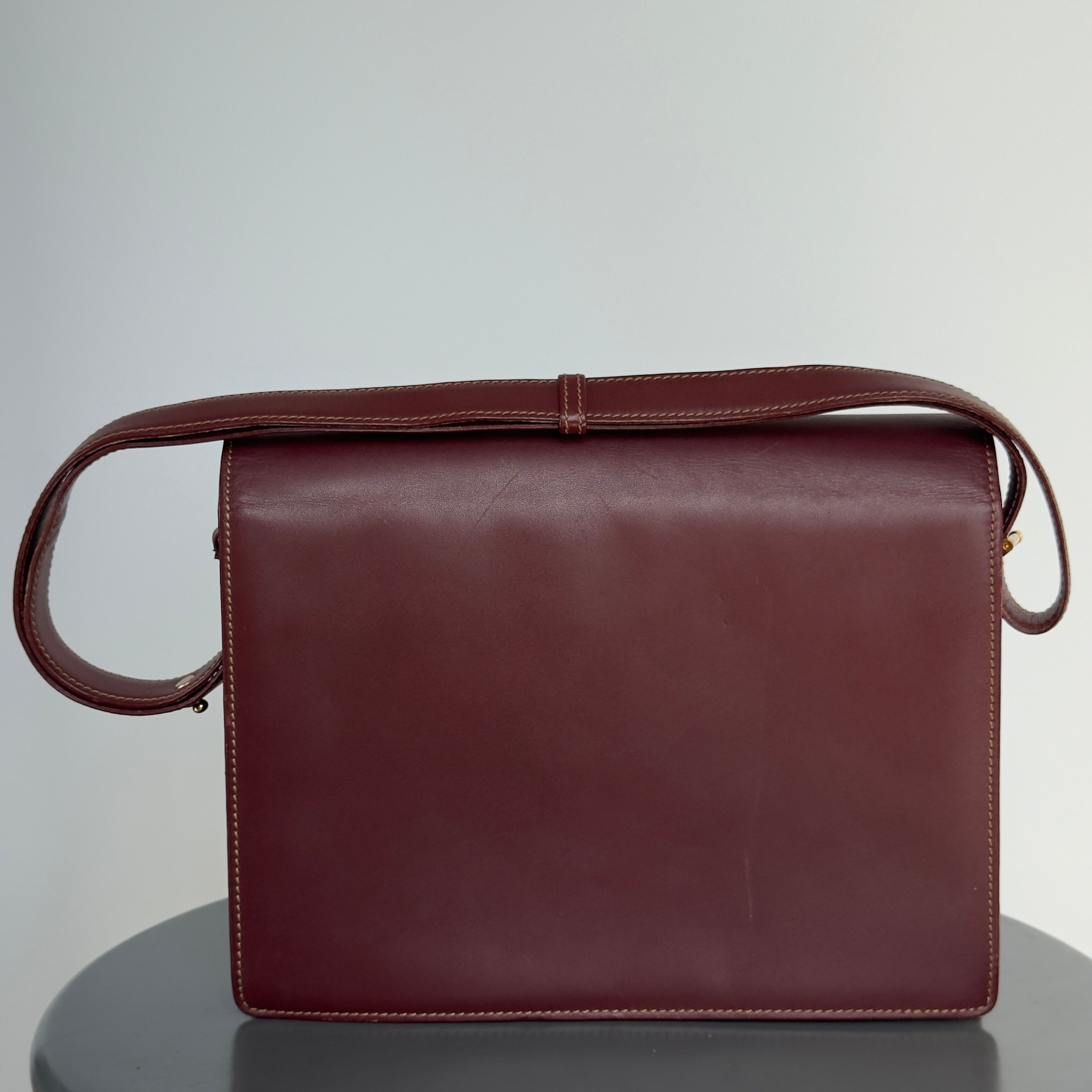 Cartier Must De Cartier Bordeaux Leather Flap Bag - Queen May