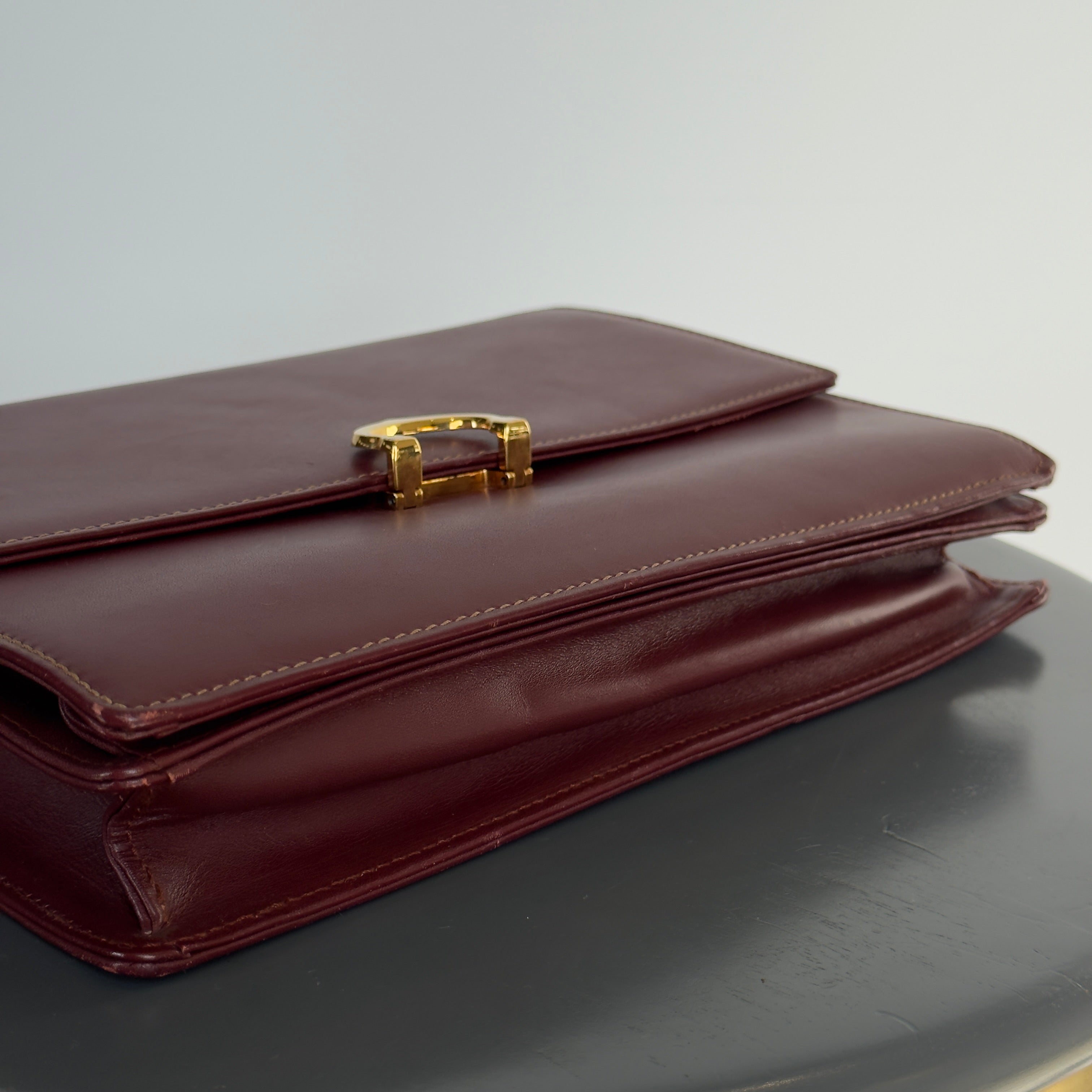 Cartier Must De Cartier Bordeaux Leather Flap Bag - Queen May