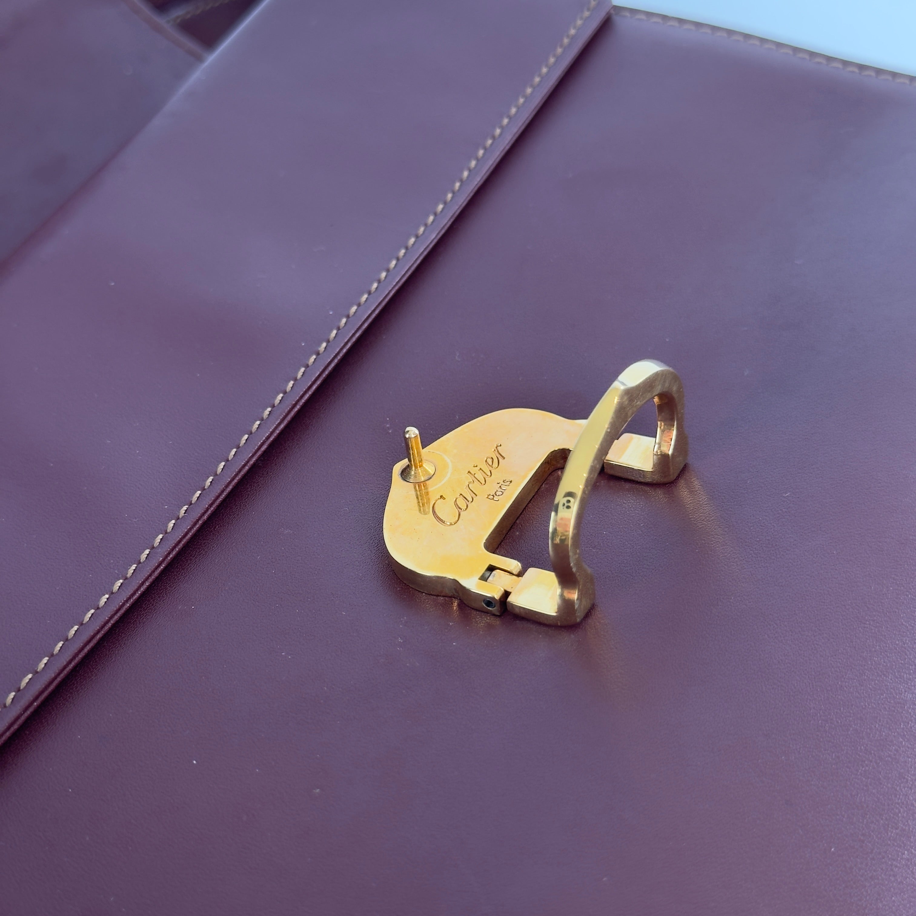 Cartier Must De Cartier Bordeaux Leather Flap Bag - Queen May
