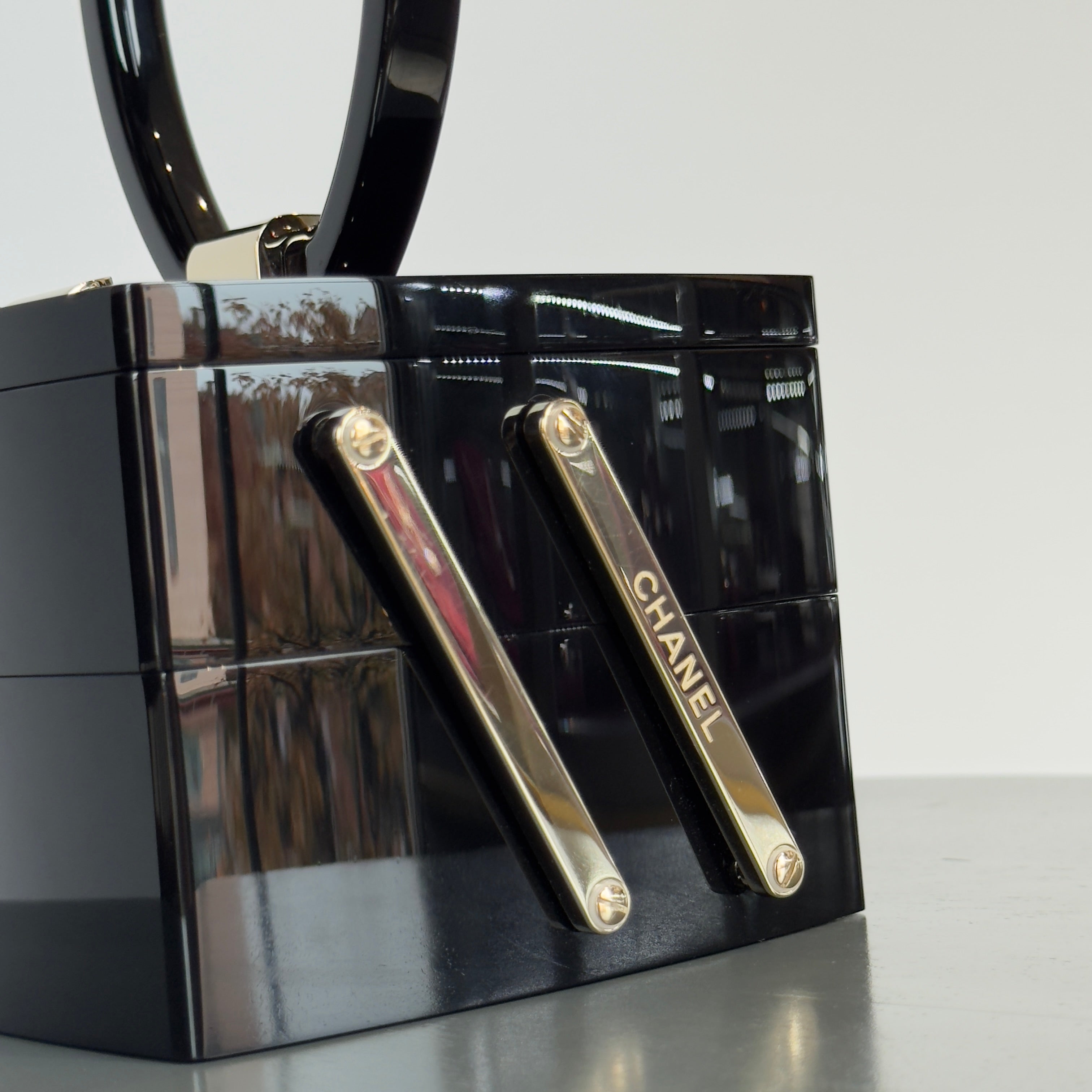 Chanel Black Lucite Devil Wears Prada Runway Top Handle Bag Fall 2016 Minaudiere