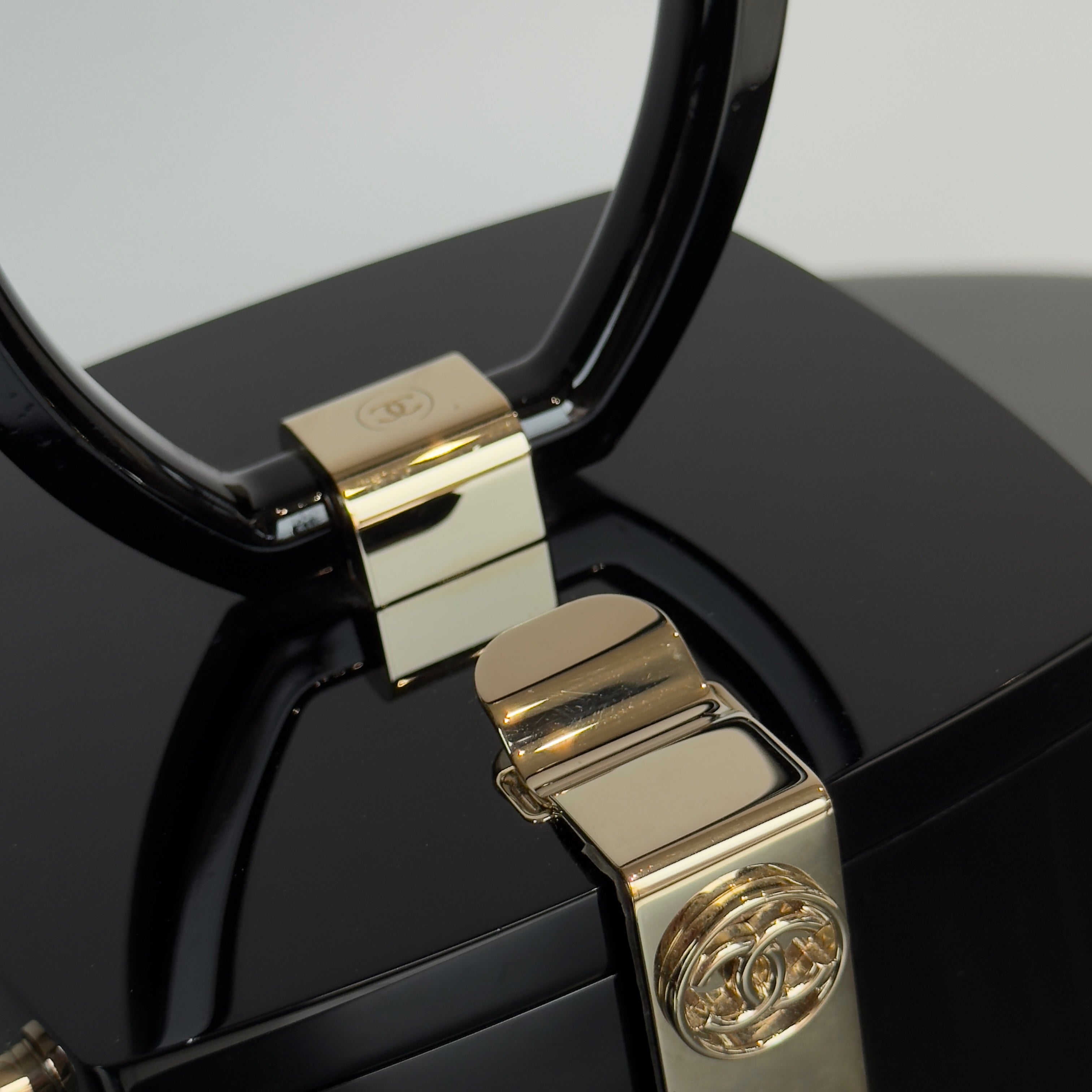 Chanel Black Lucite Devil Wears Prada Runway Top Handle Bag Fall 2016 Minaudiere