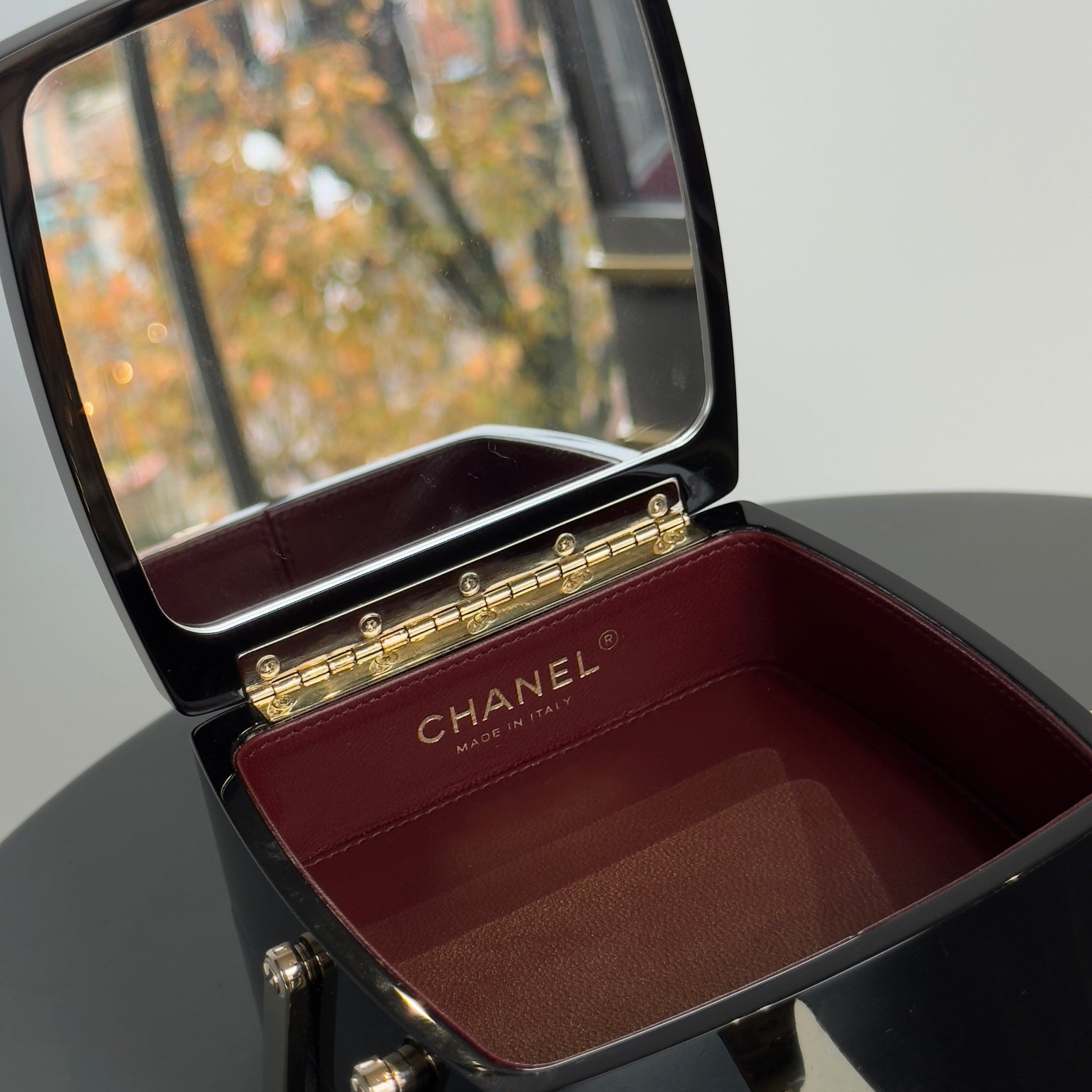 Chanel Black Lucite Devil Wears Prada Runway Top Handle Bag Fall 2016 Minaudiere