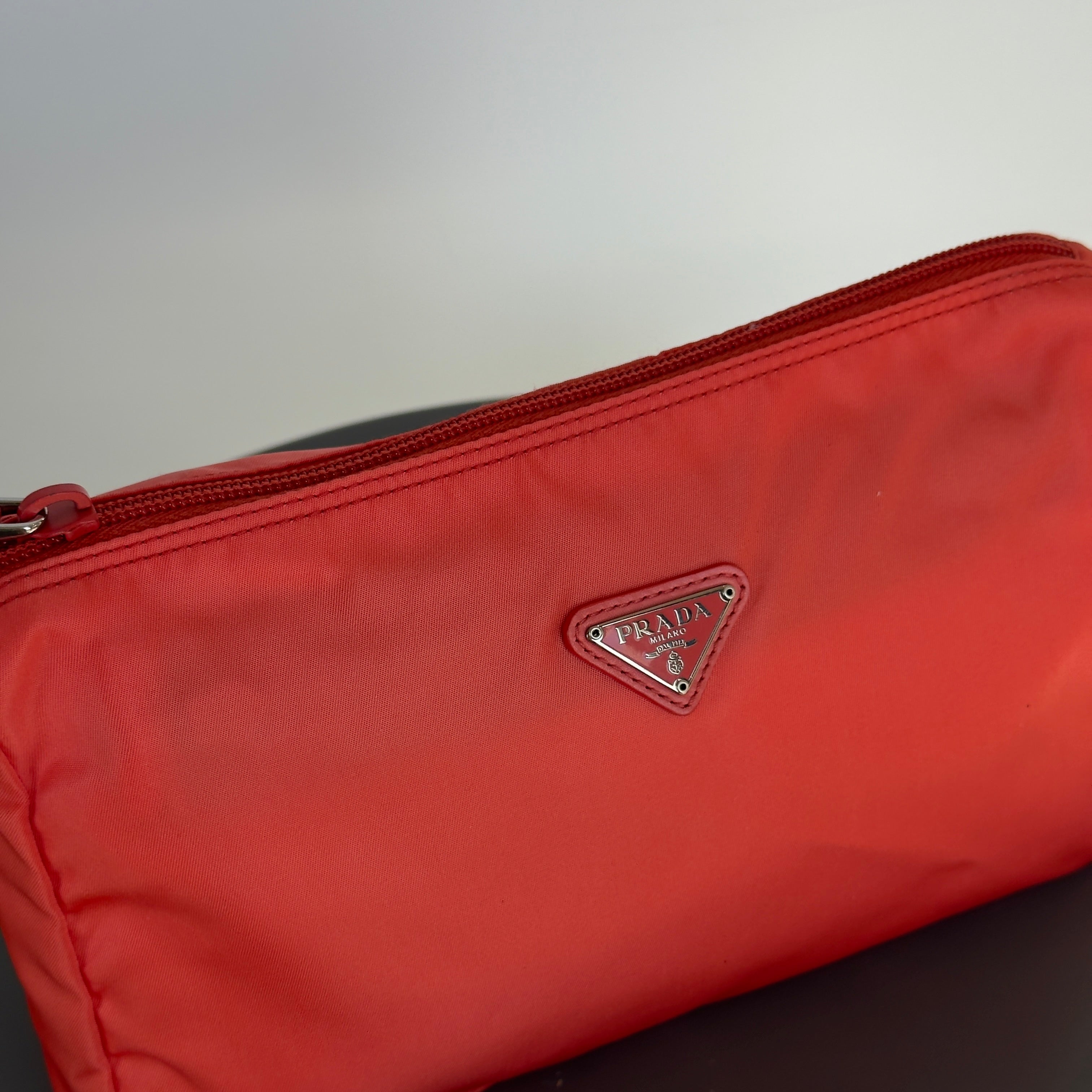 Prada Nylon Orange Cosmetic Pouch - Queen May